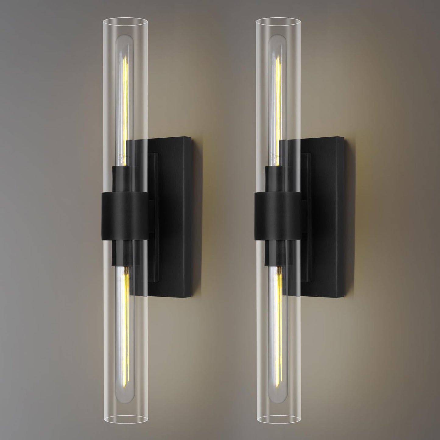 Brass Wall Sconces Set of Two, 22.8" Sconces Wall Lighting 2-Light, Gold Bathroom Vanity Wall Sconces, Glass Tube Wall Sconces, Indoor Wall Sconces for Bathroom, Bedroom, Vanity, Hallway