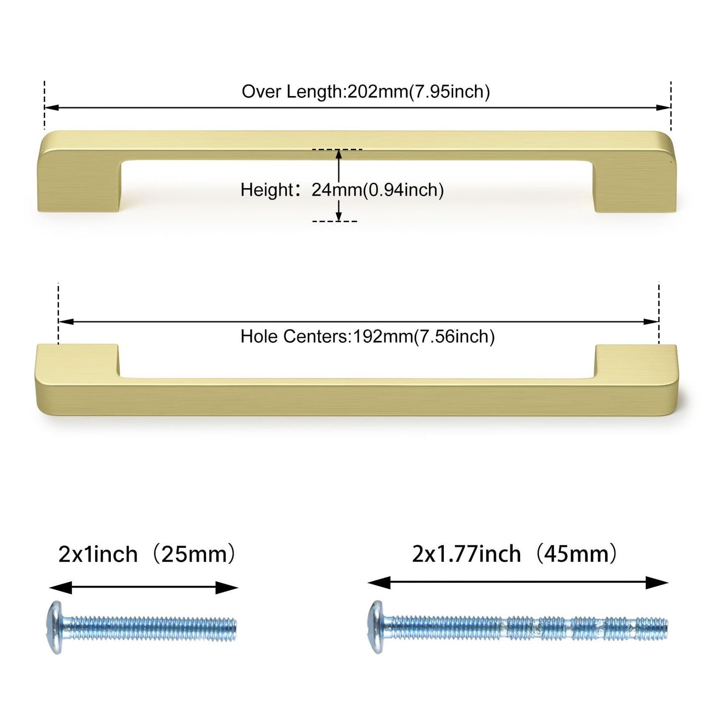 Rergy Champagne Bronze Cabinet Pulls, 10 Pack Champagne Bronze Cabinet Handles, 6.25" Screw Spacing Kitchen Cabinet Handles, 6-1/4inch(160mm) Center to Center Bathroom Cabient Hardware