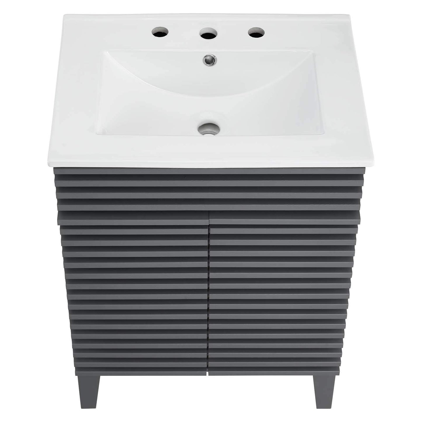 Modway Render 48" Double Sink Bathroom Vanity Cabinet in Walnut White
