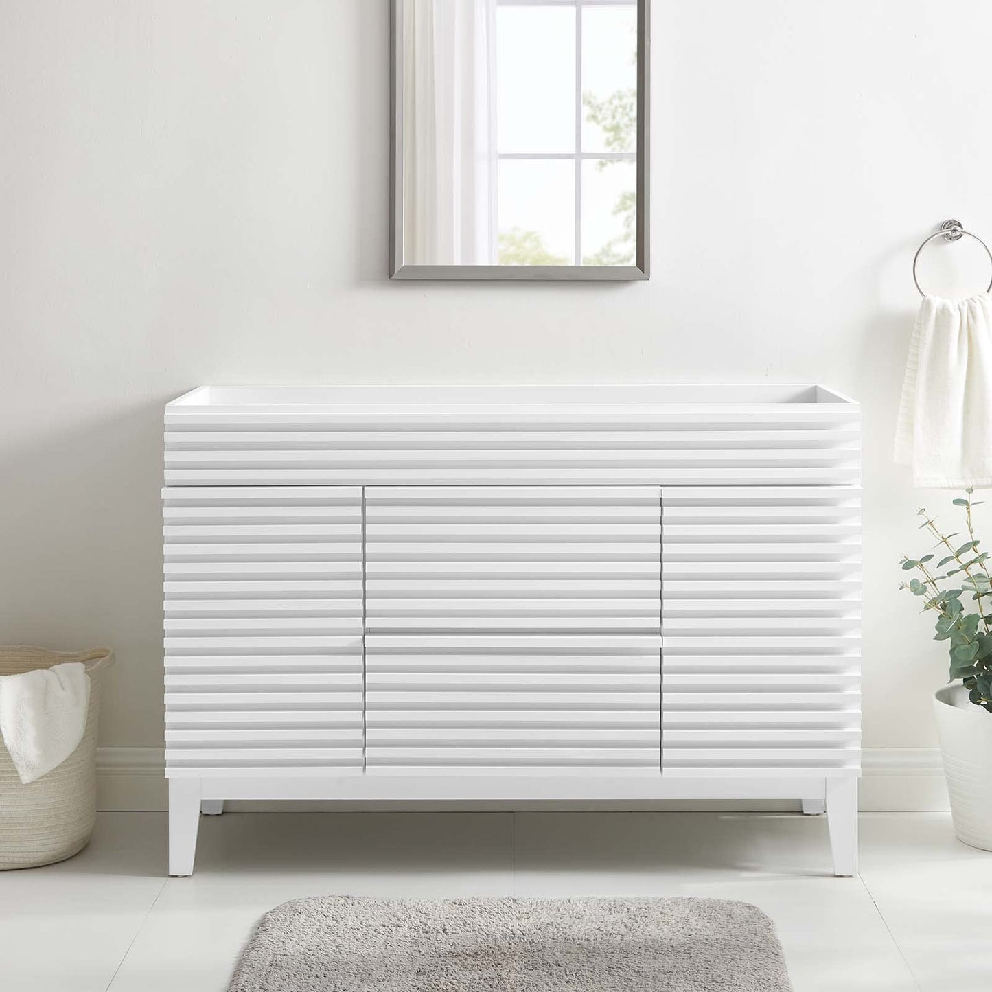 Modway Render 48" Double Sink Bathroom Vanity Cabinet in Walnut White