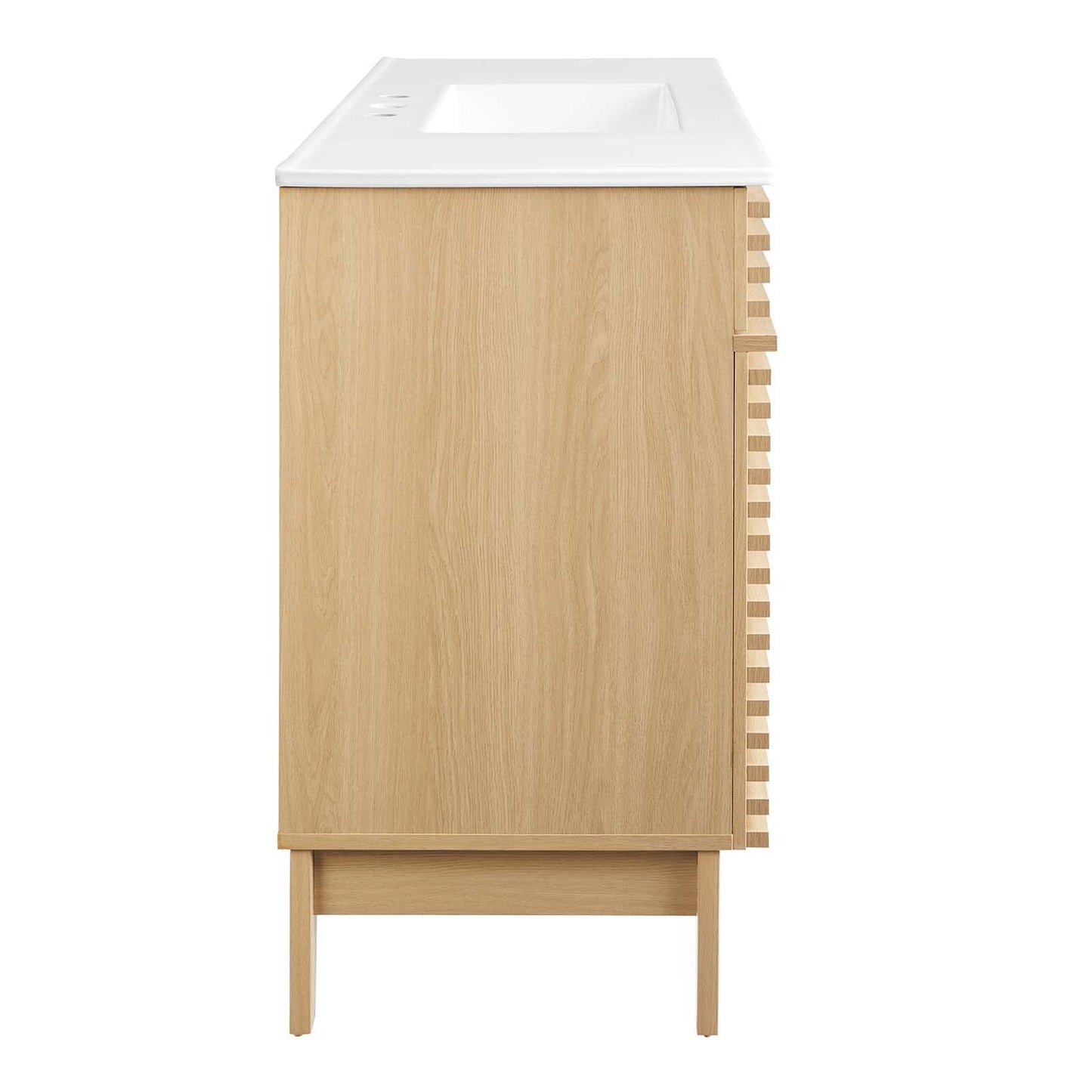 Modway Render 48" Double Sink Bathroom Vanity Cabinet in Walnut White