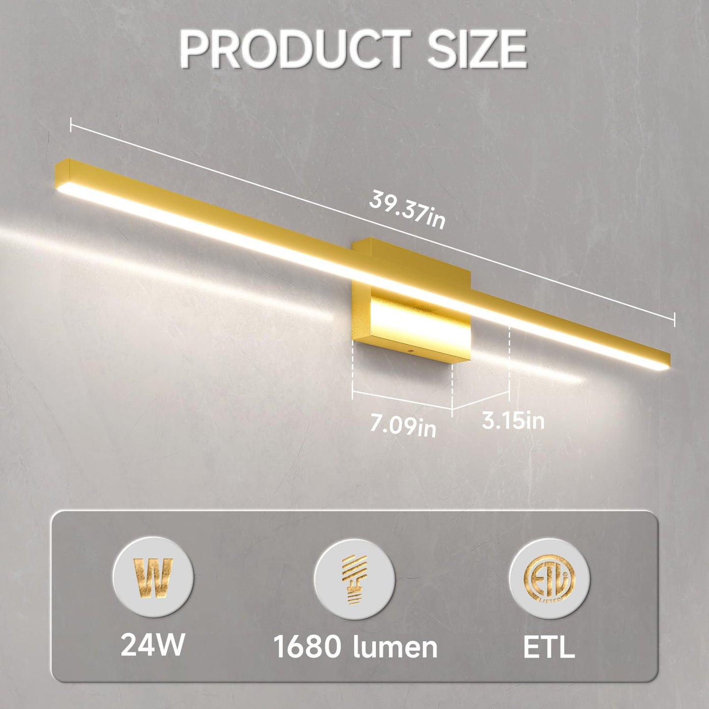 VOLISUN Modern Bathroom Vanity Light 15.7 inch, 12W Dimmable 5CCT Led Bathroom Light Fixture Over Mirror, Black Bar Vanity Light for Bathroom Mirror Restroom-ETL Certificated