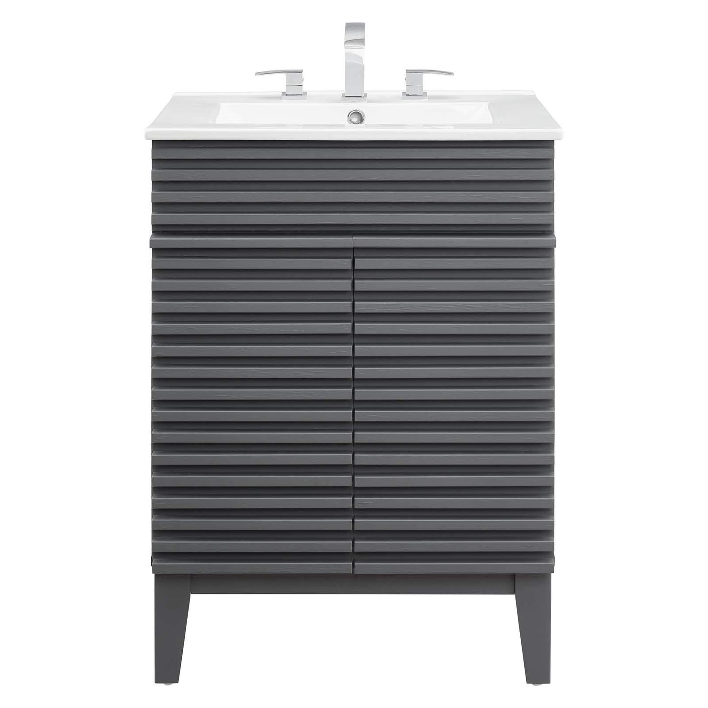 Modway Render 48" Double Sink Bathroom Vanity Cabinet in Walnut White