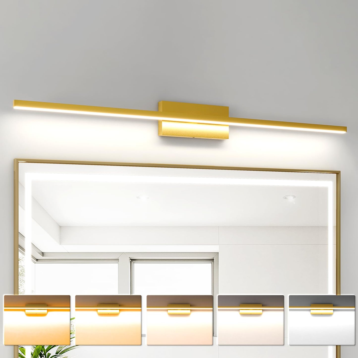 VOLISUN Modern Bathroom Vanity Light 15.7 inch, 12W Dimmable 5CCT Led Bathroom Light Fixture Over Mirror, Black Bar Vanity Light for Bathroom Mirror Restroom-ETL Certificated