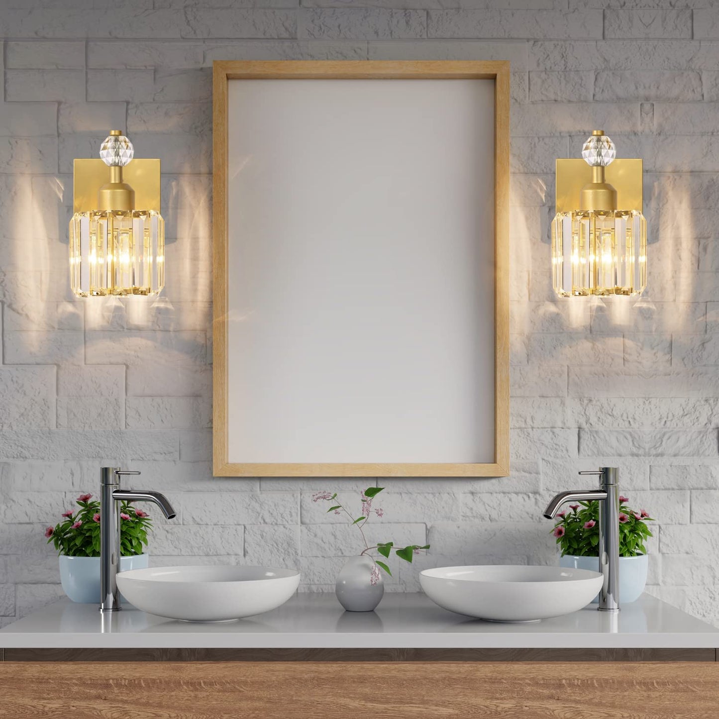 PRESDE Black Gold Crystal Bathroom Vanity Lights Fixtures Over Mirror Modern 3 Light Bath Wall Lighting