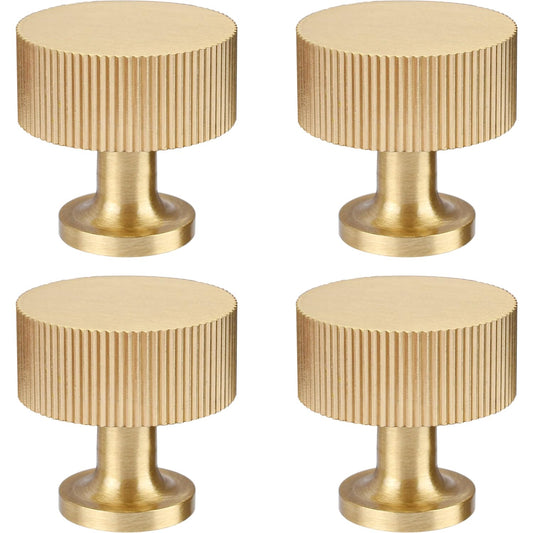 RZDEAL 4pcs Solid Brass Cabinet Knobs Pulls Cabinet Drawer Dresser Gold Knobs Modern Handles Knobs(1"x1"/25mmx25mm),Brushed Brass Finish