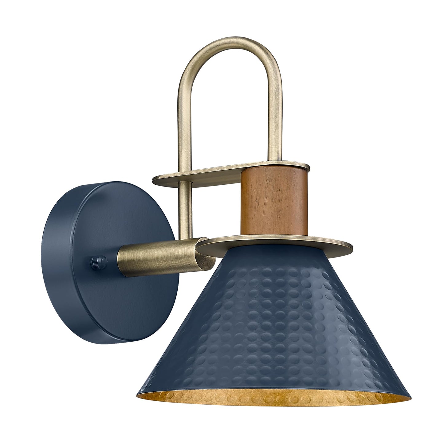 Modern Wall Sconces Set of Two, HWH Industrial Sconce Wall Lighting Indoor Wall Lamp, Gooseneck 1-Light Barn Vanity Light, Hammered Metal Shade, Black and Gold Finish, 5HZG74B-2 BK+BG