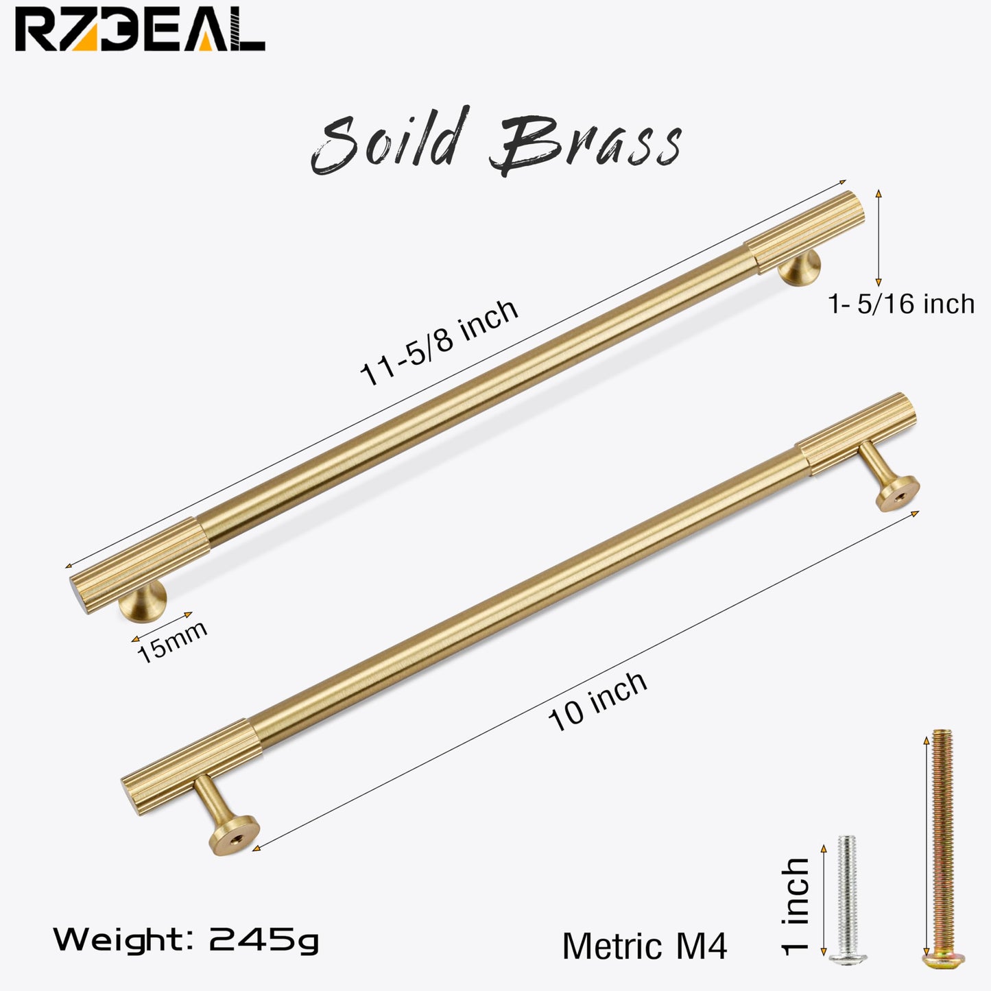 RZDEAL 4pcs Solid Brass Cabinet Knobs Pulls Cabinet Drawer Dresser Gold Knobs Modern Handles Knobs(1"x1"/25mmx25mm),Brushed Brass Finish