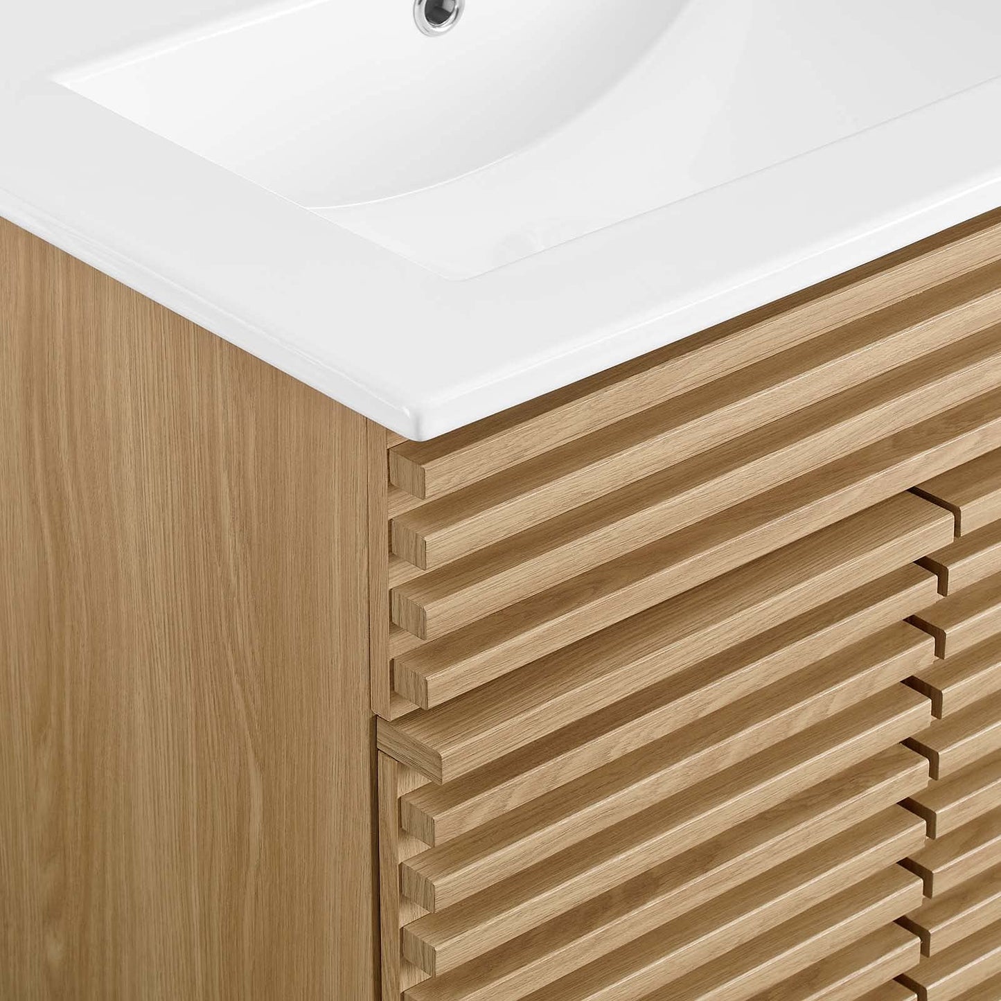 Modway Render 48" Double Sink Bathroom Vanity Cabinet in Walnut White