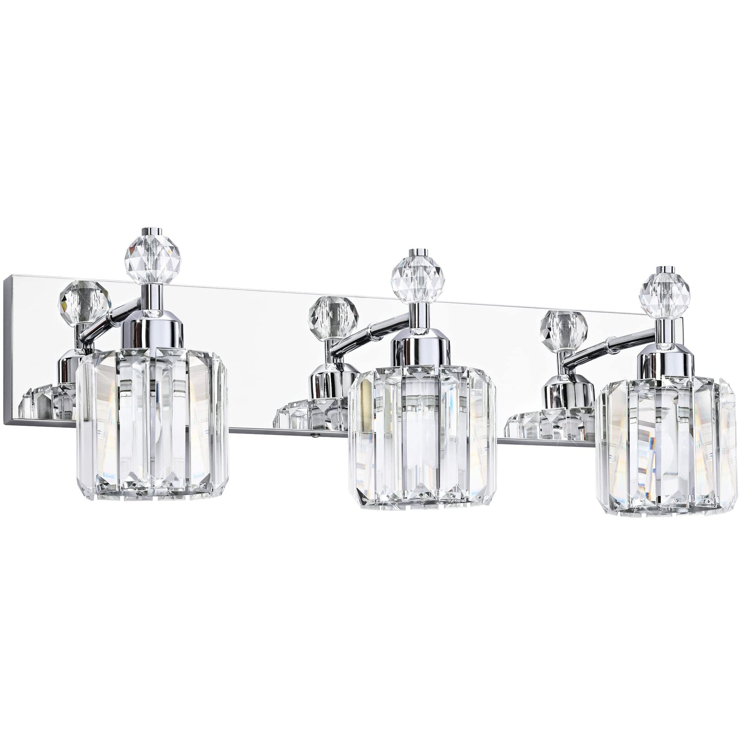 PRESDE Black Gold Crystal Bathroom Vanity Lights Fixtures Over Mirror Modern 3 Light Bath Wall Lighting