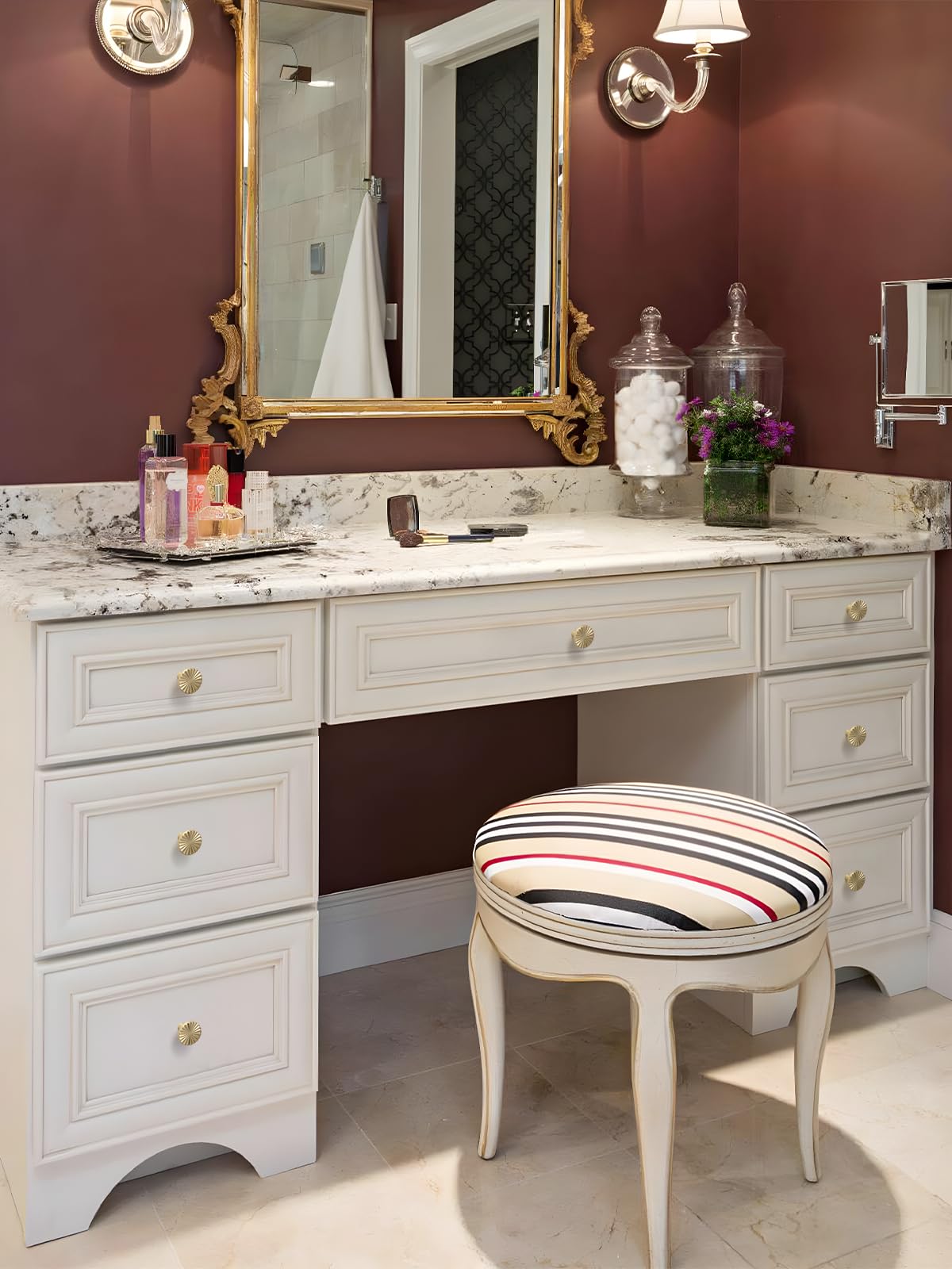 5 Pack Brushed Gold Cabinet Pulls 3" Hole Center Cup Flat Brass Drawer Pulls Kitchen Cupboard Bathroom Dresser Cabinet Hardware Handles Zinc Alloy