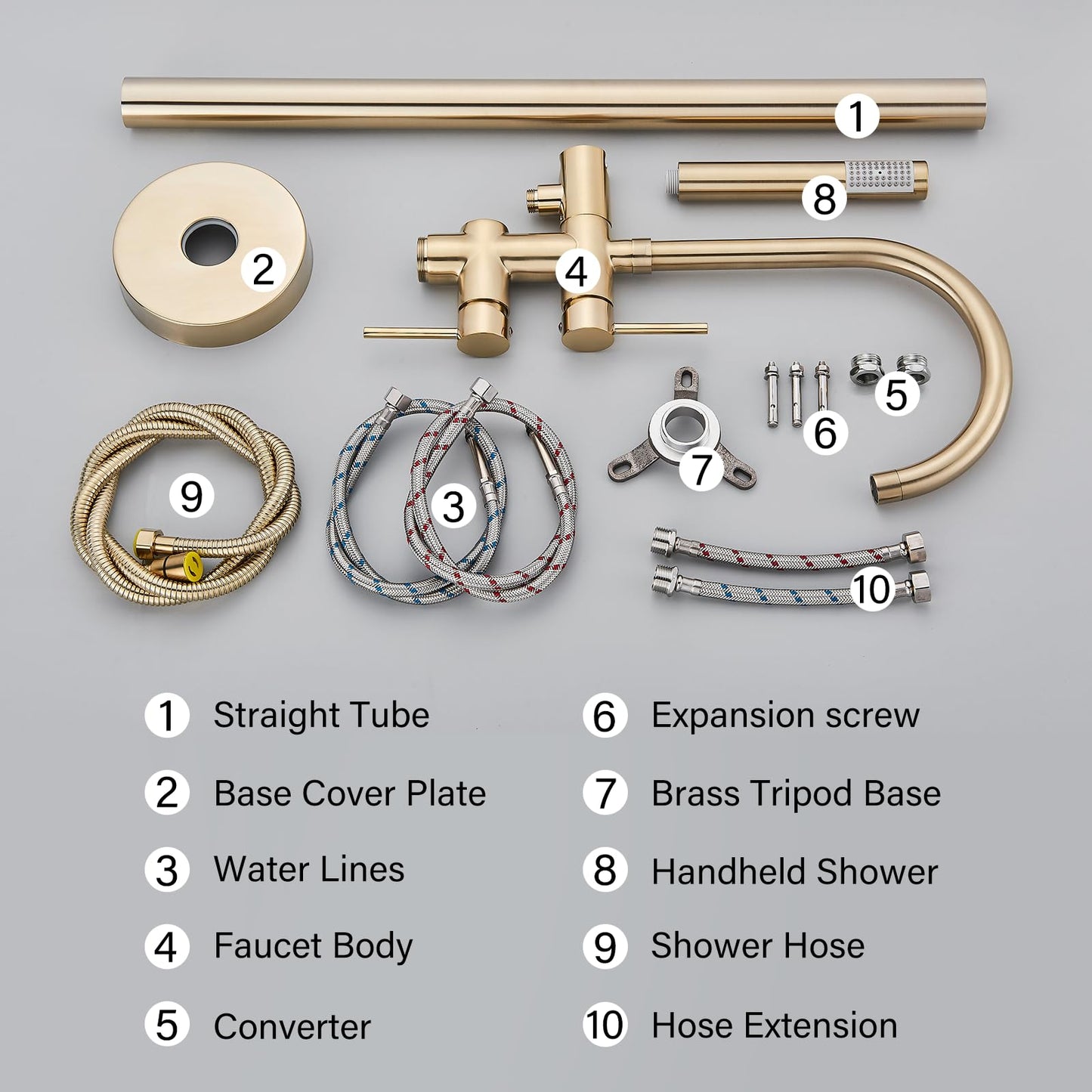 YAGATAP Freestanding Bathtub Faucet Floor Mount Tub Filler Matte Black High Flow Shower Faucets with Handheld Shower Mixer Taps Swivel Spout