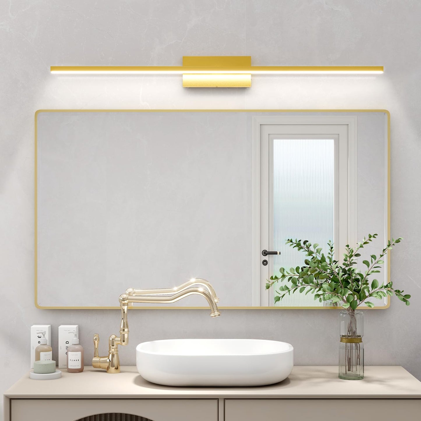 VOLISUN Modern Bathroom Vanity Light 15.7 inch, 12W Dimmable 5CCT Led Bathroom Light Fixture Over Mirror, Black Bar Vanity Light for Bathroom Mirror Restroom-ETL Certificated