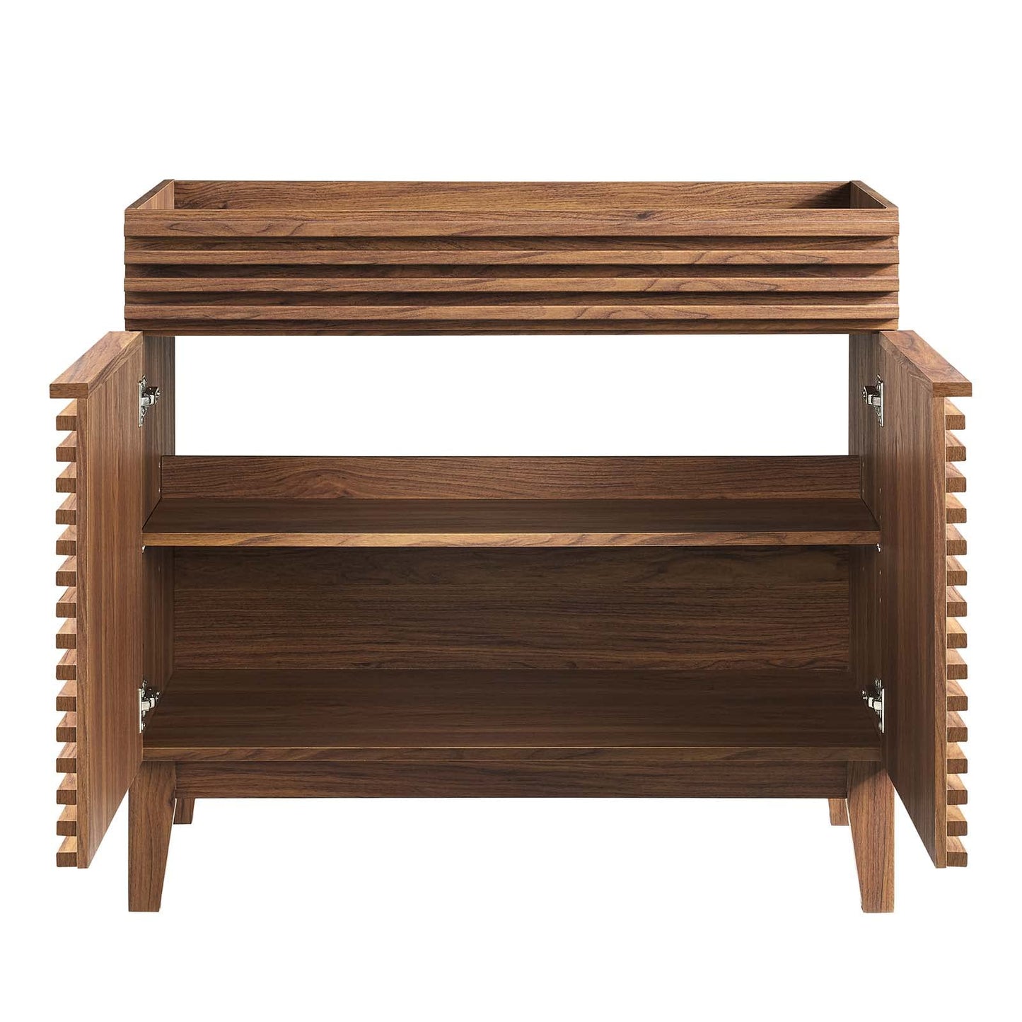Modway Render 48" Double Sink Bathroom Vanity Cabinet in Walnut White