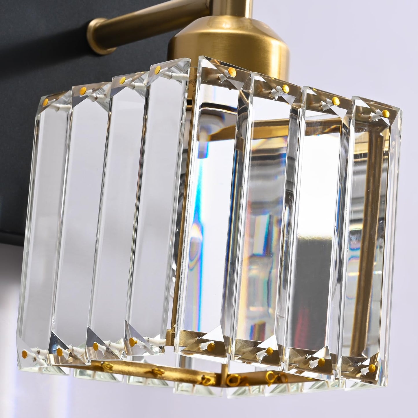 PRESDE Black Gold Crystal Bathroom Vanity Lights Fixtures Over Mirror Modern 3 Light Bath Wall Lighting