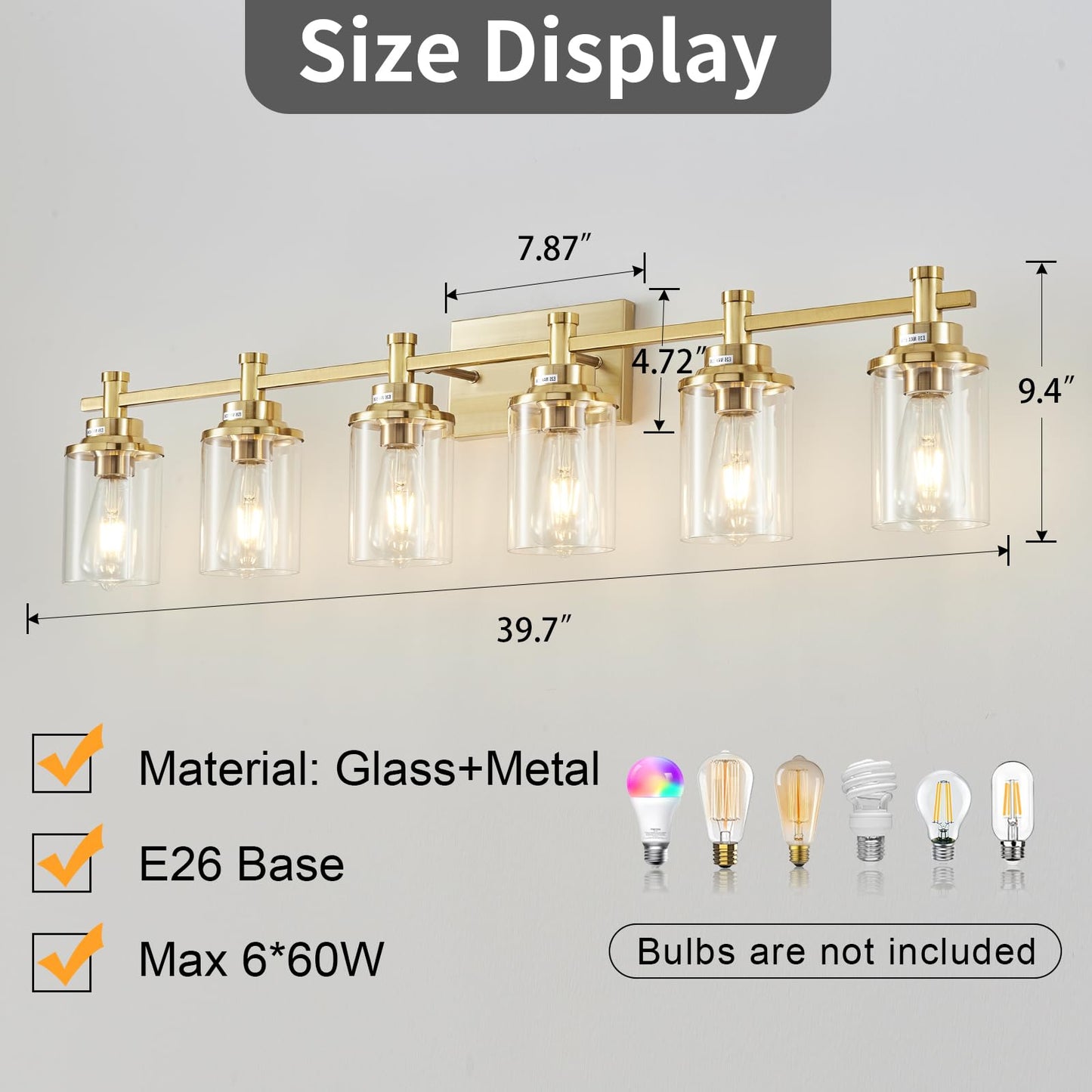 3 Light Bathroom Light Fixtures, Black and Brushed Gold Vanity Light Fixture Over Mirror, Modern Wall Sconces Lighting Wall Lamp for Bathroom, Bedroom, Hallway with Clear Glass Shade