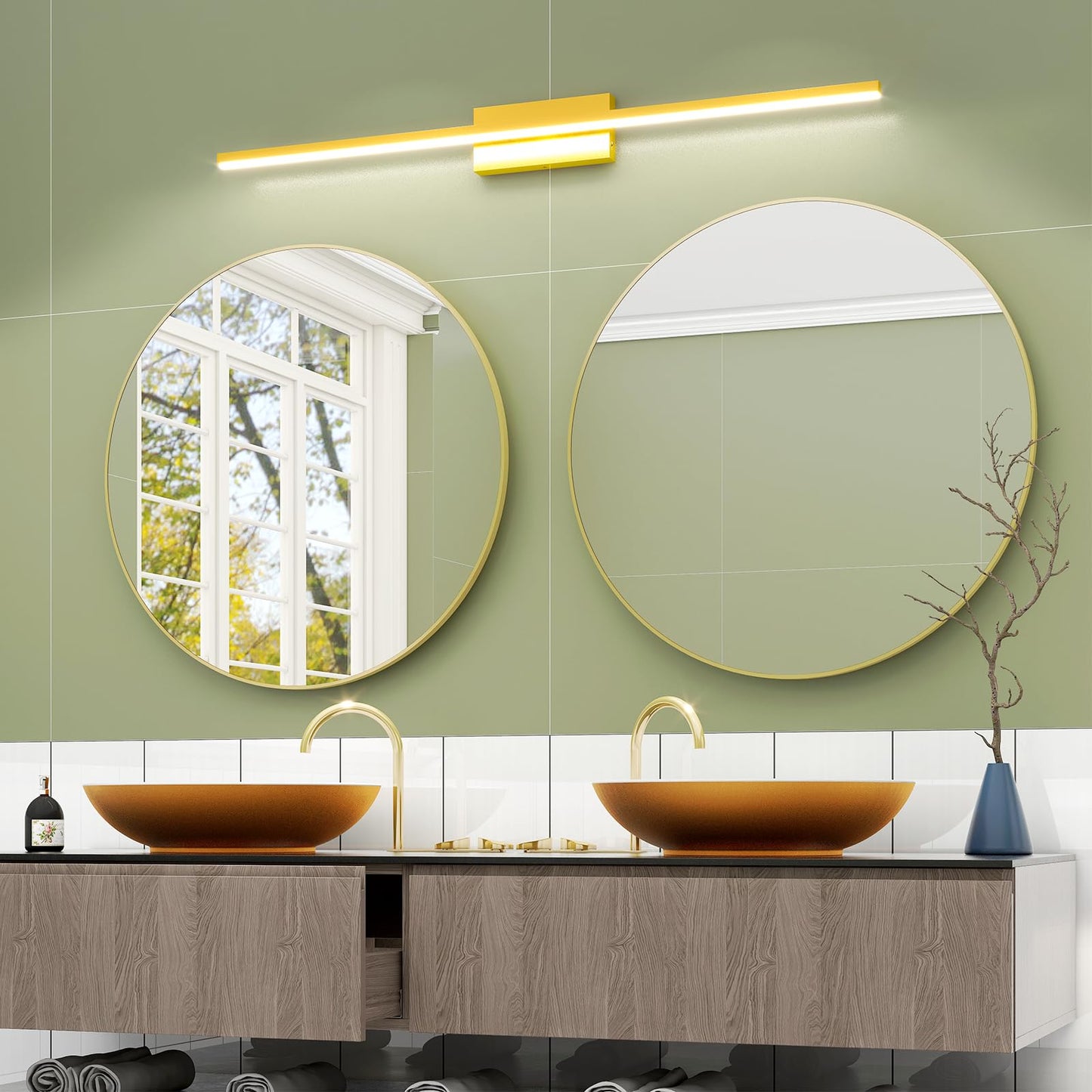 VOLISUN Modern Bathroom Vanity Light 15.7 inch, 12W Dimmable 5CCT Led Bathroom Light Fixture Over Mirror, Black Bar Vanity Light for Bathroom Mirror Restroom-ETL Certificated