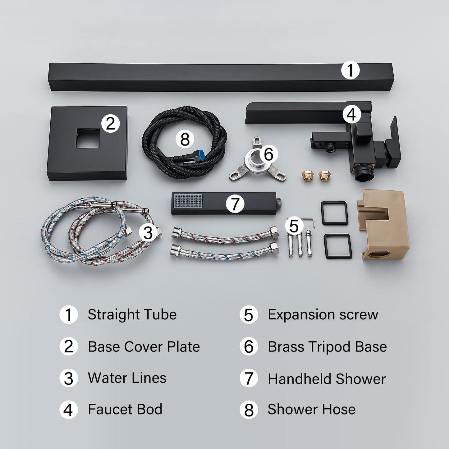 YAGATAP Freestanding Bathtub Faucet Floor Mount Tub Filler Matte Black High Flow Shower Faucets with Handheld Shower Mixer Taps Swivel Spout