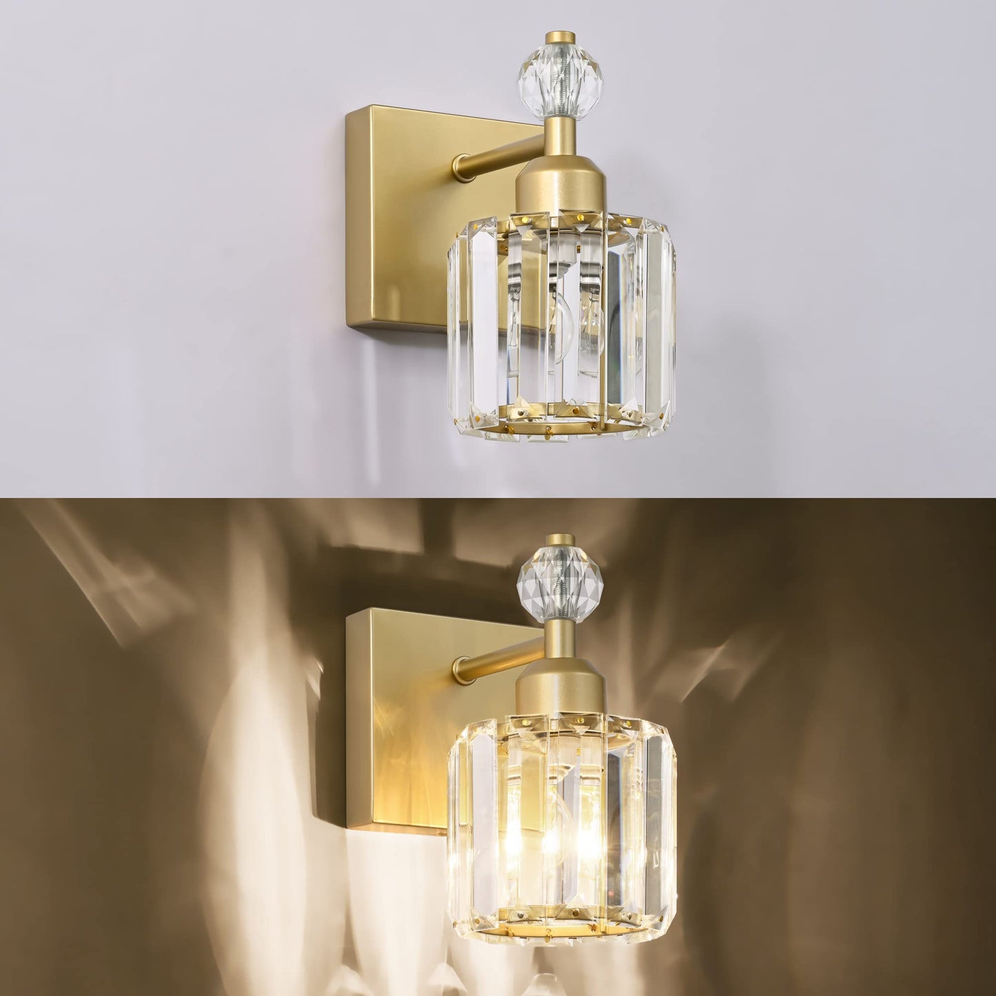 PRESDE Black Gold Crystal Bathroom Vanity Lights Fixtures Over Mirror Modern 3 Light Bath Wall Lighting