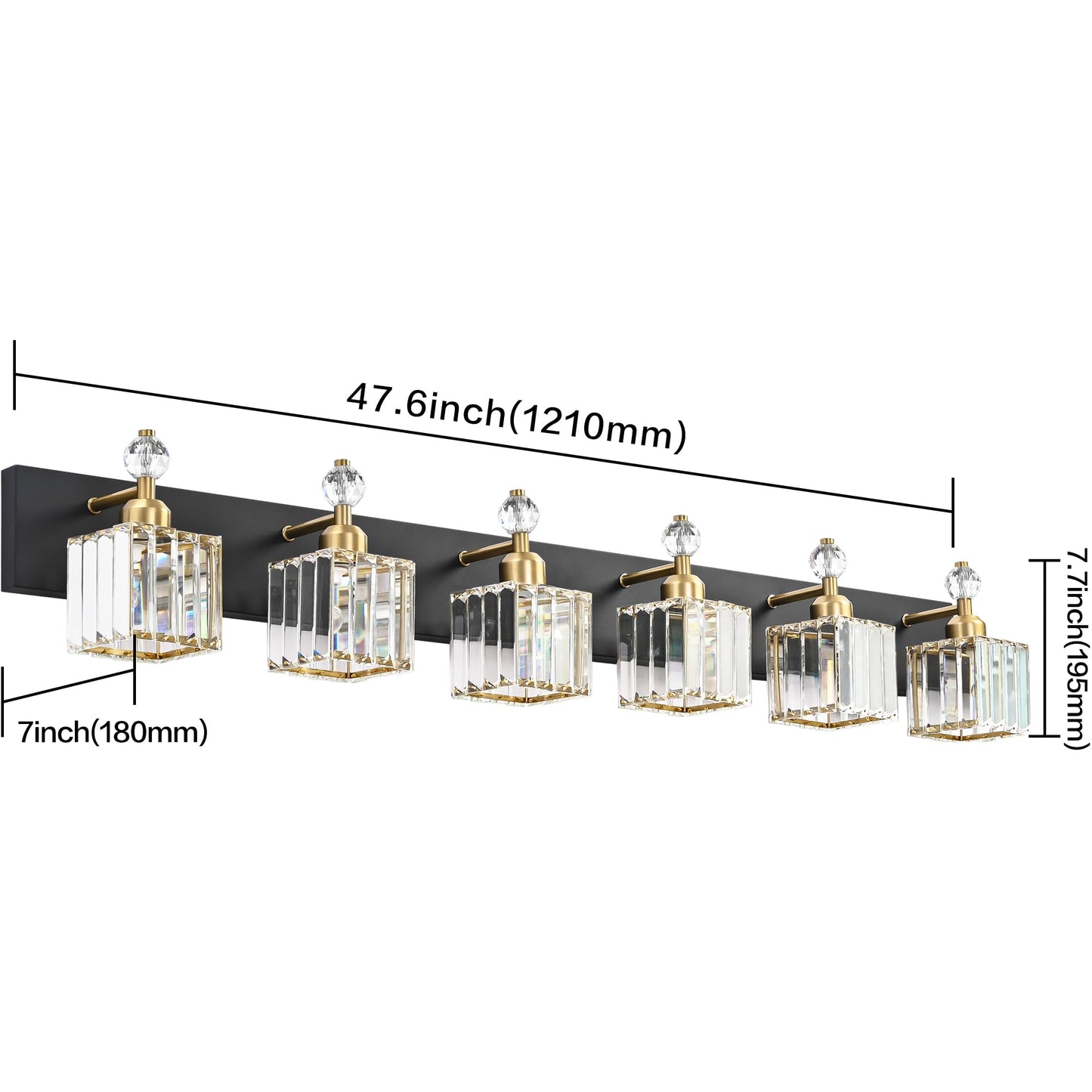 PRESDE Black Gold Crystal Bathroom Vanity Lights Fixtures Over Mirror Modern 3 Light Bath Wall Lighting