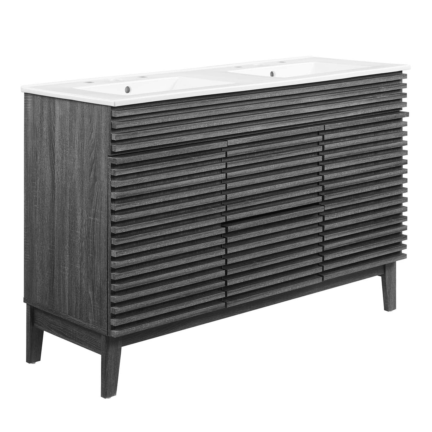 Modway Render 48" Double Sink Bathroom Vanity Cabinet in Walnut White