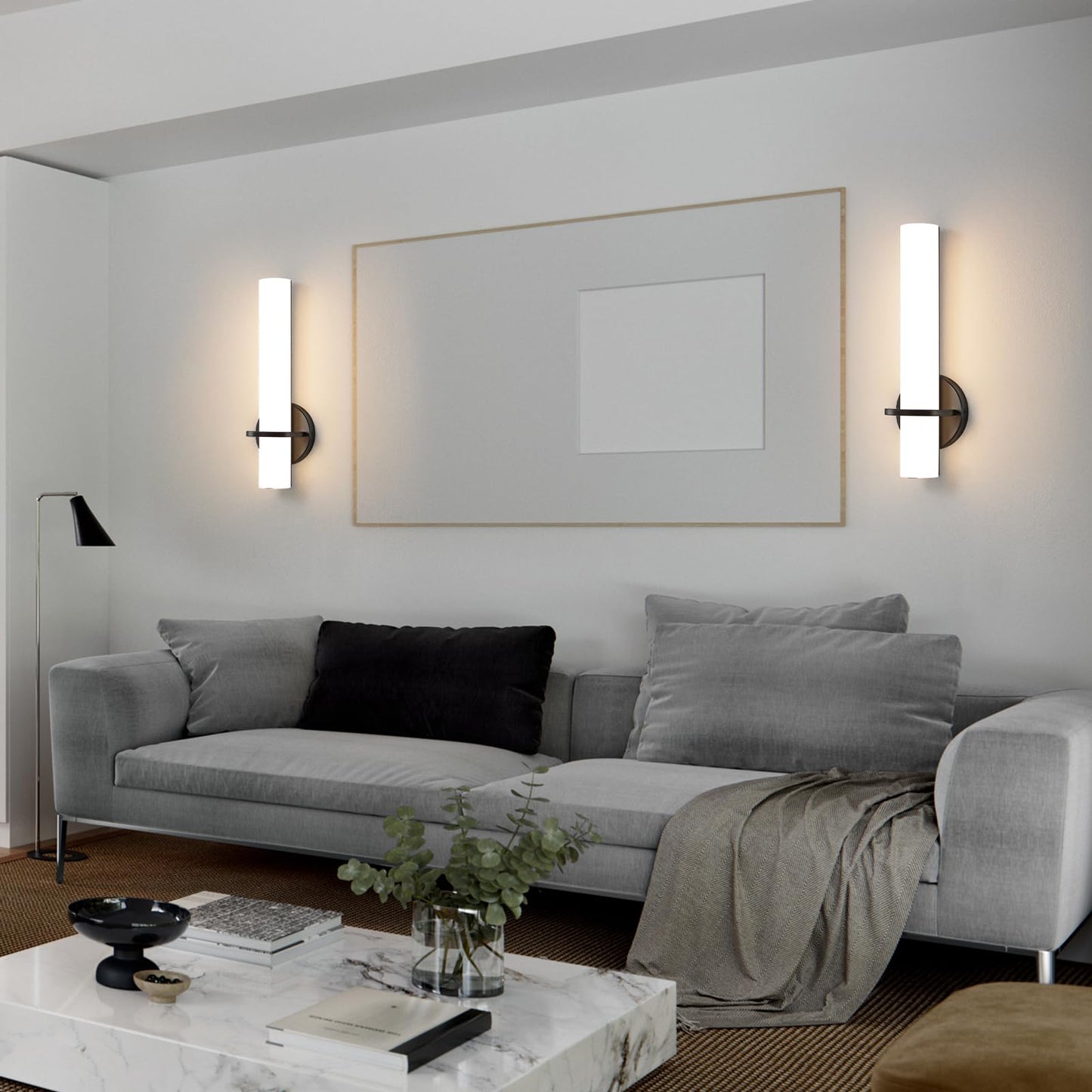 Gold Wall Sconces Set of Two - Dimmable Modern Sconces Wall Lighting 18W 3000K Led Wall Lights Acrylic Lampshade Hardwired Wall Light Fixtures for Living Room Bedroom Bathroom Hallway 18inch