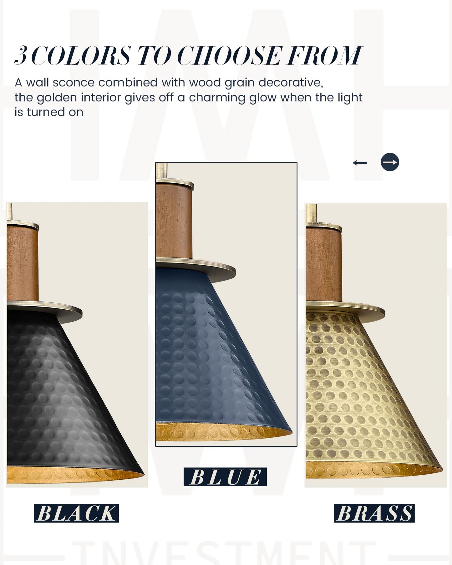 Modern Wall Sconces Set of Two, HWH Industrial Sconce Wall Lighting Indoor Wall Lamp, Gooseneck 1-Light Barn Vanity Light, Hammered Metal Shade, Black and Gold Finish, 5HZG74B-2 BK+BG