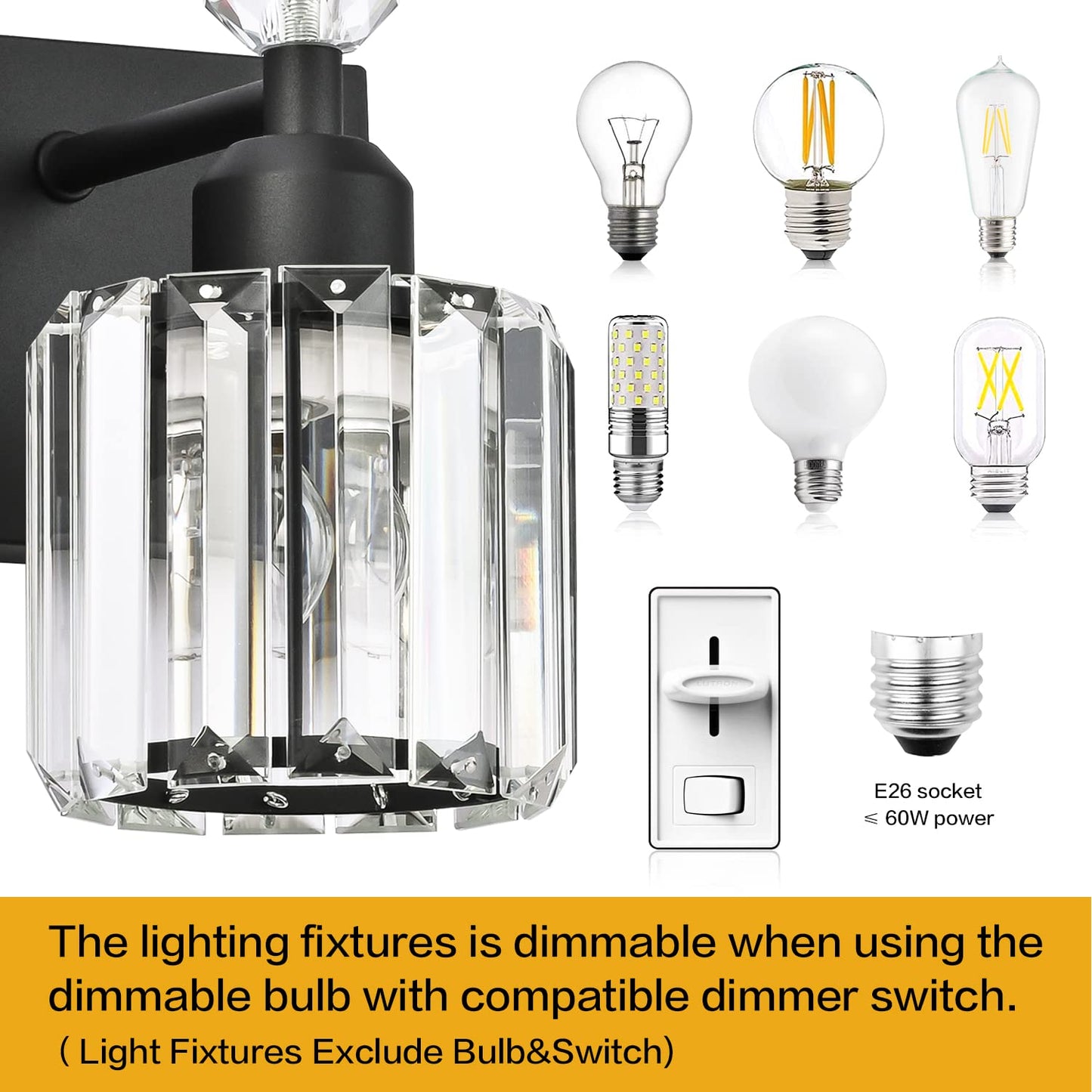 PRESDE Black Gold Crystal Bathroom Vanity Lights Fixtures Over Mirror Modern 3 Light Bath Wall Lighting