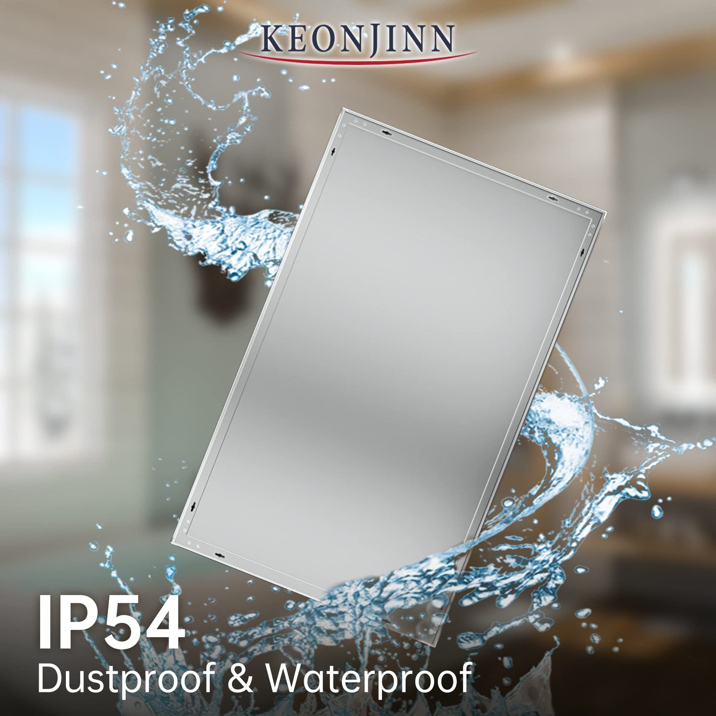 Keonjinn LED Bathroom Mirror 55 x 30 Inch Large Bathroom Mirror with Front Lights Lighted Vanity Mirror Wall Mounted Makeup Mirror Anti-Fog Dimmable Tempered Glass (Horizontal/Vertical)