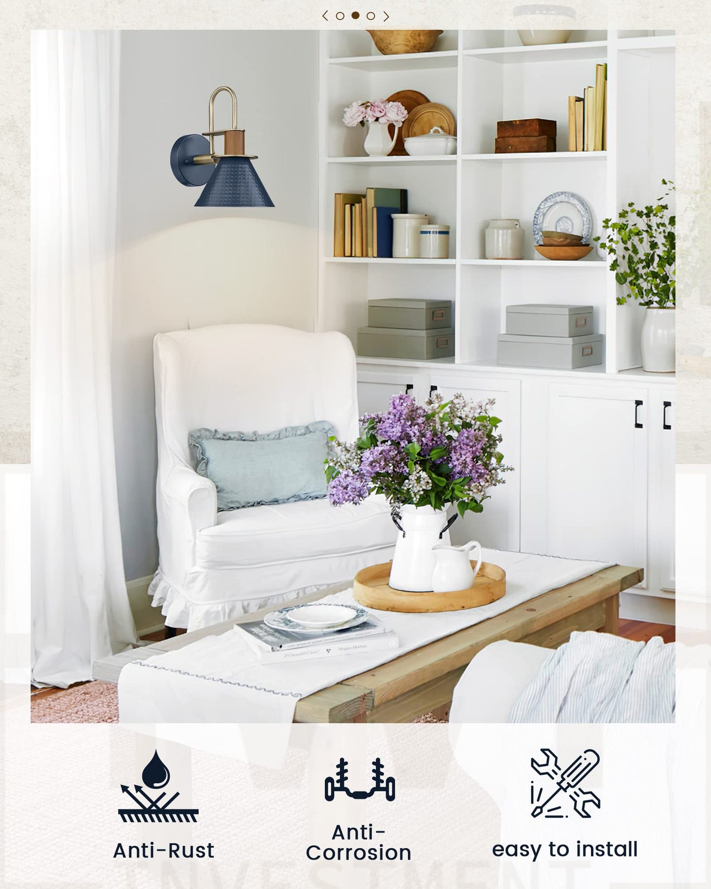 Modern Wall Sconces Set of Two, HWH Industrial Sconce Wall Lighting Indoor Wall Lamp, Gooseneck 1-Light Barn Vanity Light, Hammered Metal Shade, Black and Gold Finish, 5HZG74B-2 BK+BG