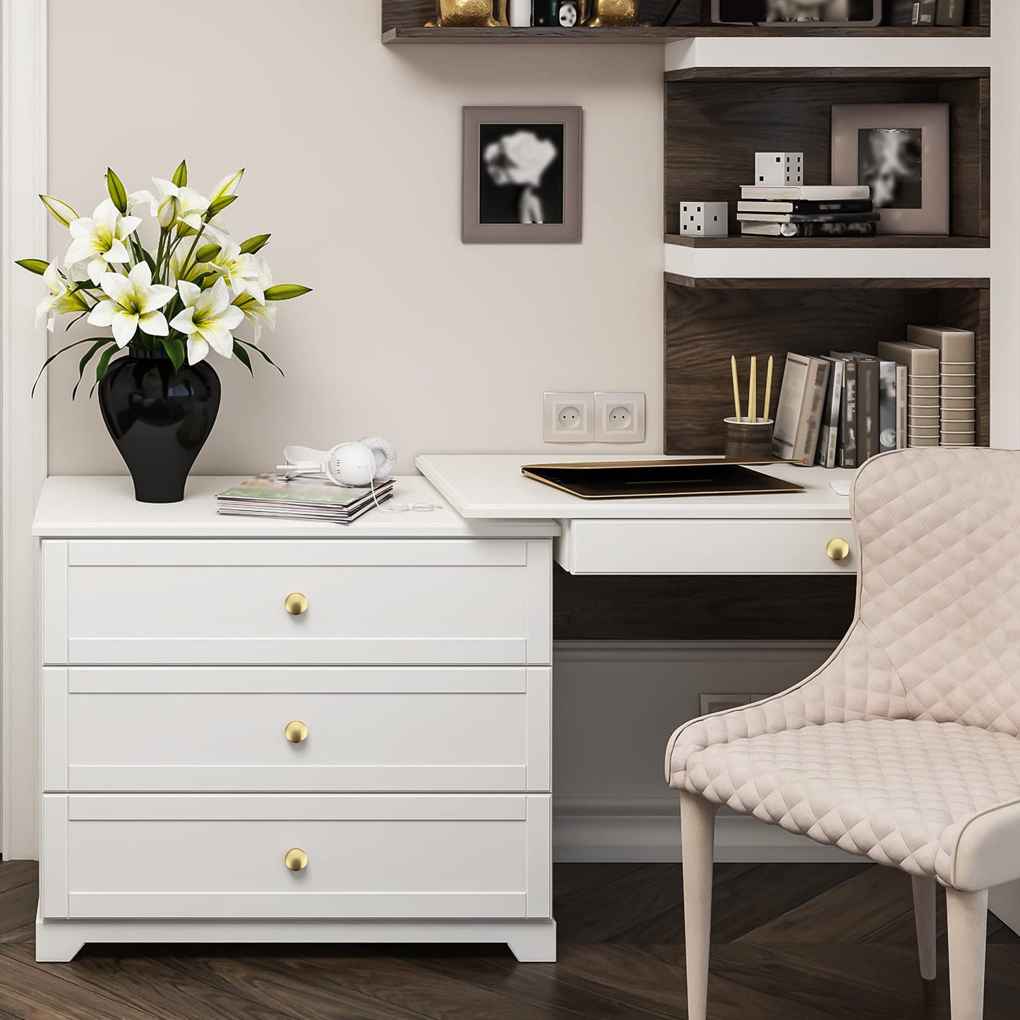 Ravinte 30 Pack Solid Knobs Kitchen Cabinet Knobs Round Knobs Dresser Drawer Knobs Gold Cabinet Hardware Round Cabinet Door Knobs Drawer Knobs Brushed Brass Drawer Pulls