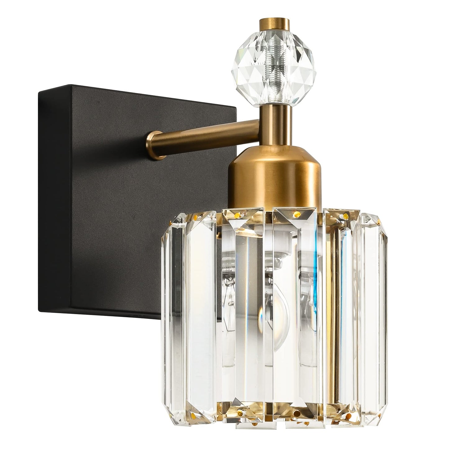 PRESDE Black Gold Crystal Bathroom Vanity Lights Fixtures Over Mirror Modern 3 Light Bath Wall Lighting