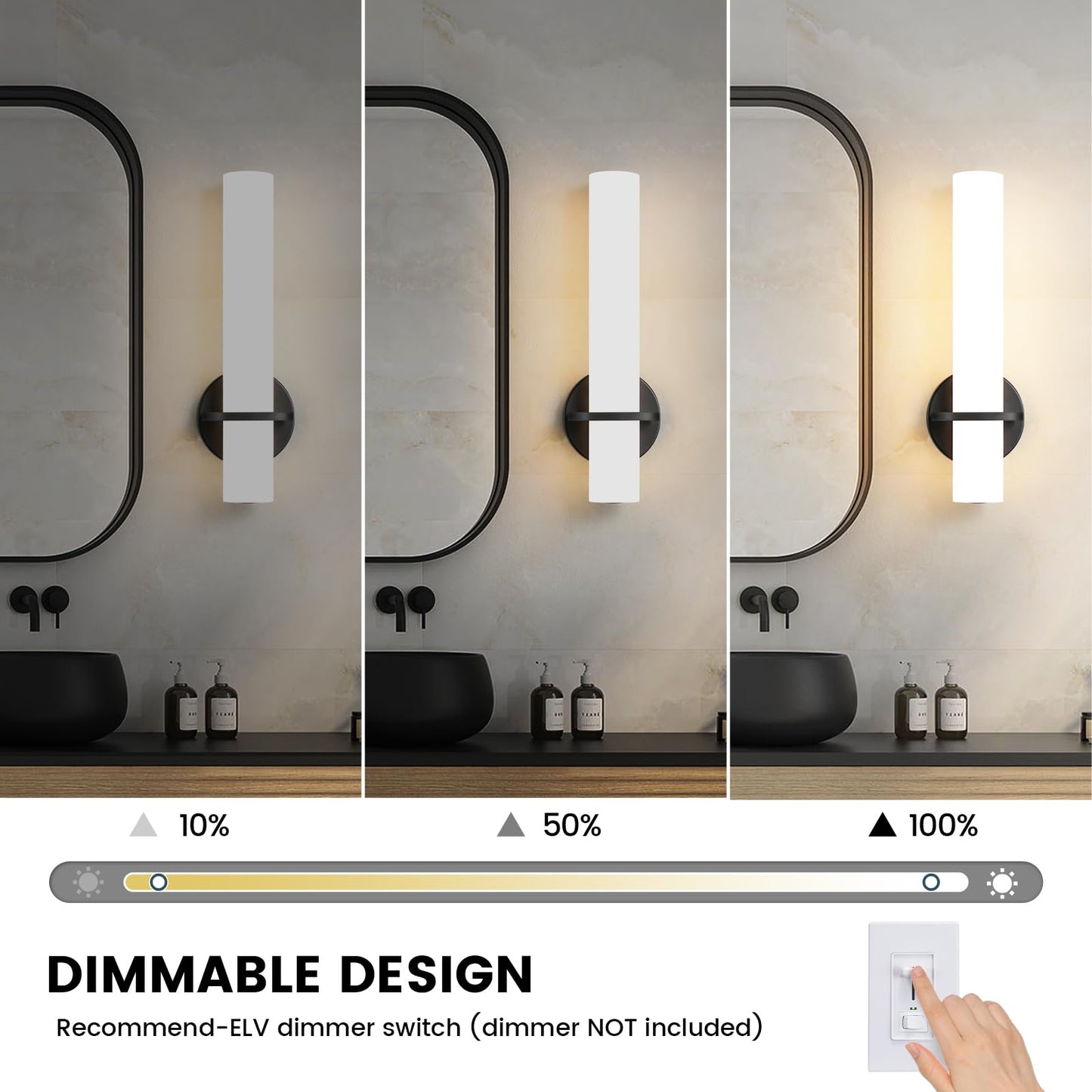 Gold Wall Sconces Set of Two - Dimmable Modern Sconces Wall Lighting 18W 3000K Led Wall Lights Acrylic Lampshade Hardwired Wall Light Fixtures for Living Room Bedroom Bathroom Hallway 18inch