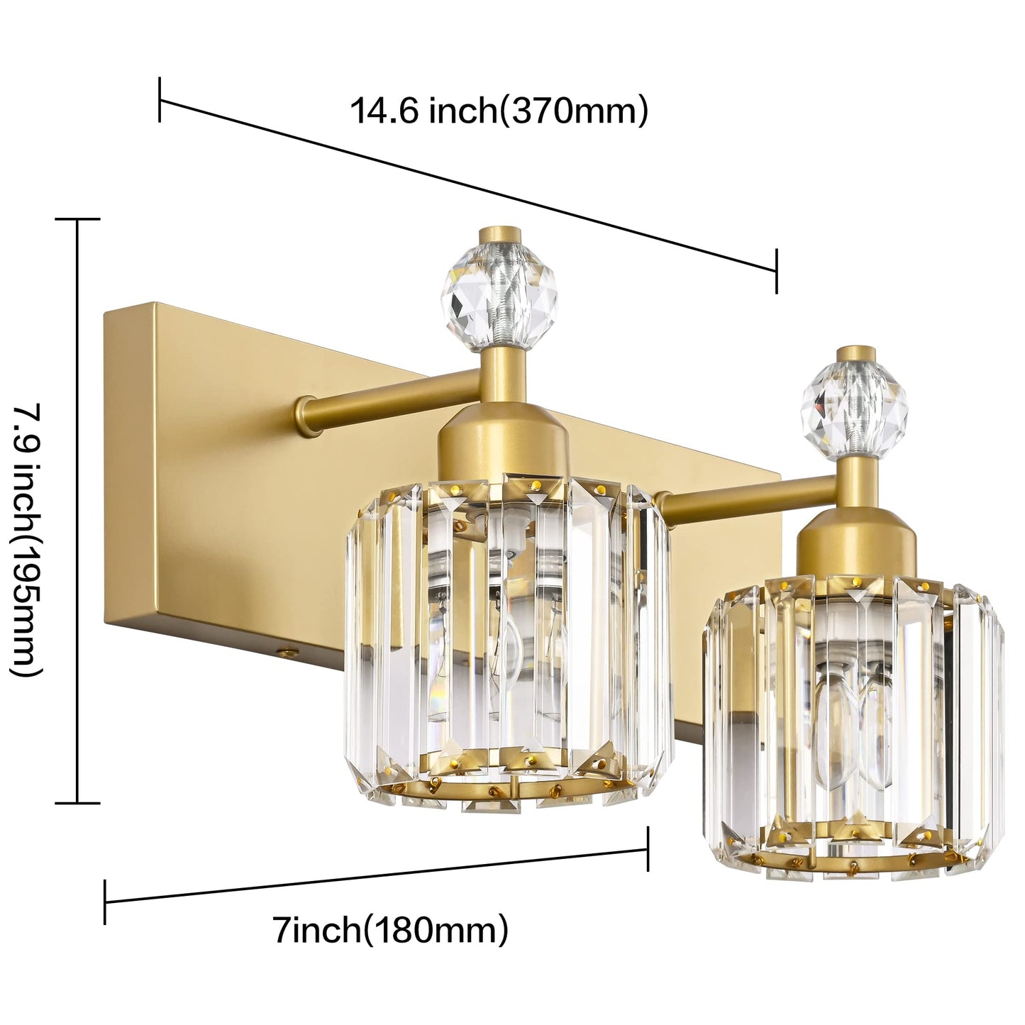 PRESDE Black Gold Crystal Bathroom Vanity Lights Fixtures Over Mirror Modern 3 Light Bath Wall Lighting
