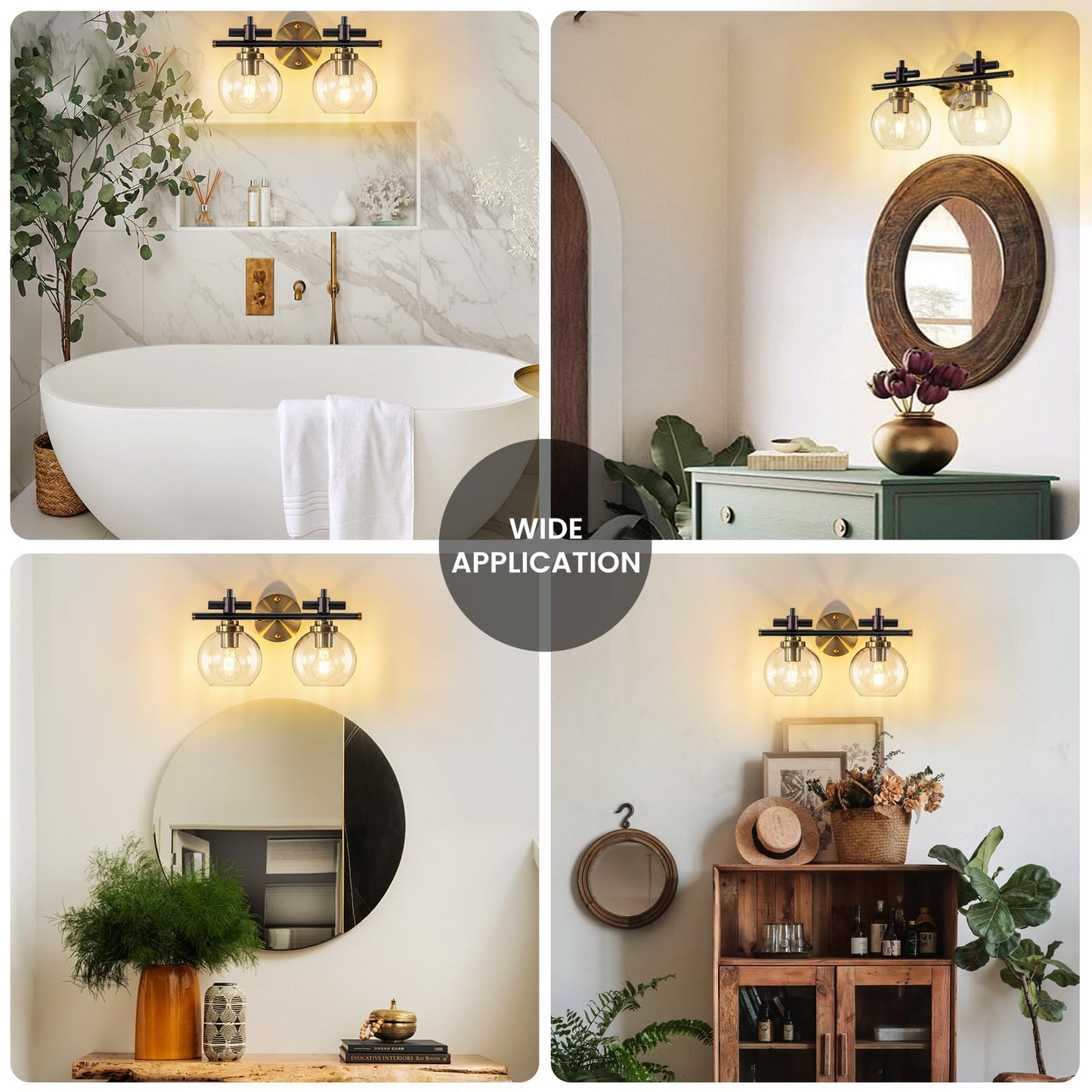 Bathroom Vanity Light, 3-Lights Vanity Lights for Bathroom, Bathroom Light Fixtures Over Mirror with Amber Glass Shade, 23 inch Modern Vanity Light (Amber Glass, 3 Lights)