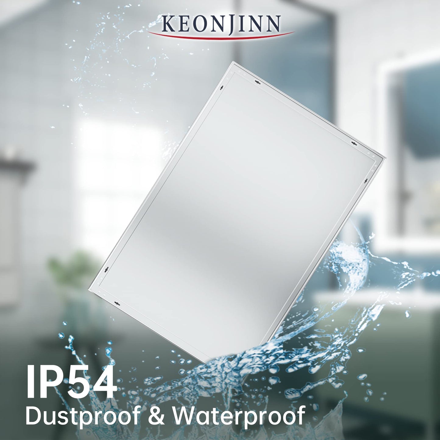 Keonjinn LED Bathroom Mirror 55 x 30 Inch Large Bathroom Mirror with Front Lights Lighted Vanity Mirror Wall Mounted Makeup Mirror Anti-Fog Dimmable Tempered Glass (Horizontal/Vertical)