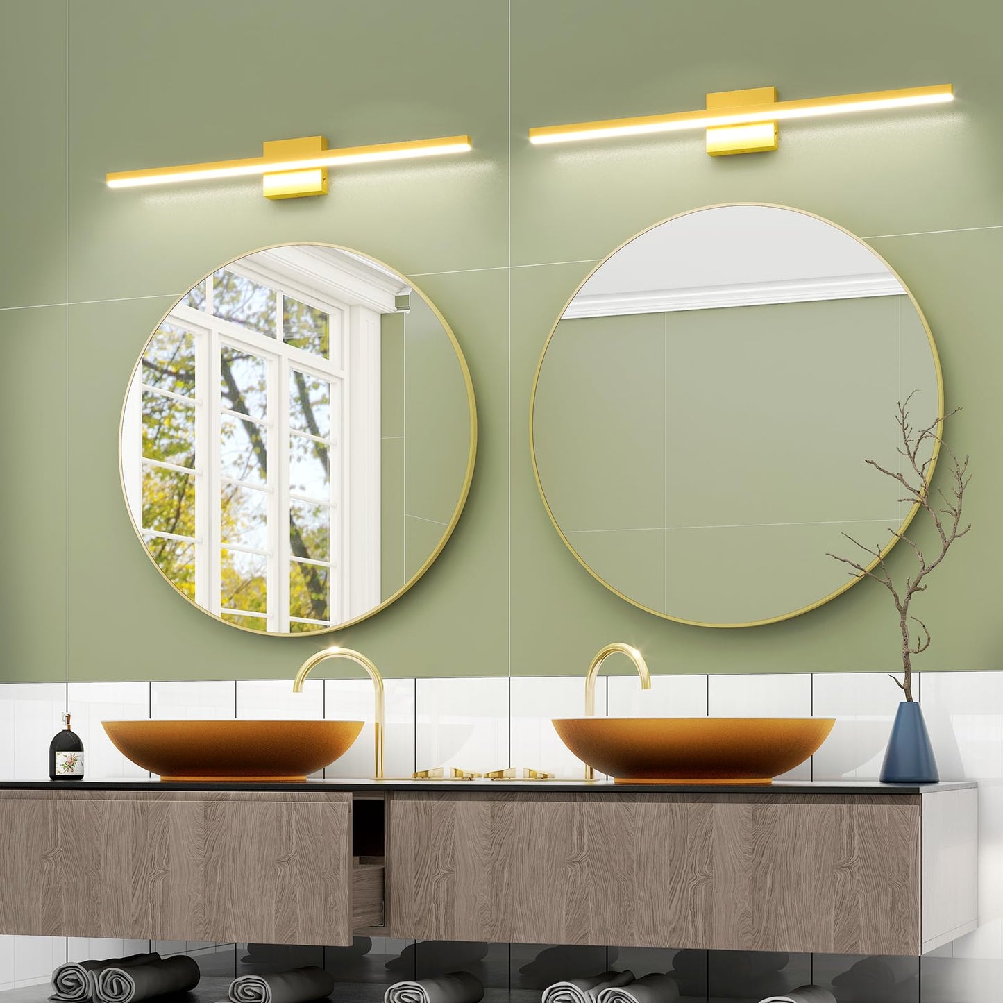 VOLISUN Modern Bathroom Vanity Light 15.7 inch, 12W Dimmable 5CCT Led Bathroom Light Fixture Over Mirror, Black Bar Vanity Light for Bathroom Mirror Restroom-ETL Certificated