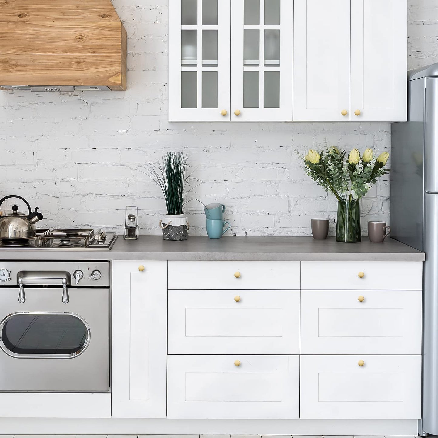 Ravinte 30 Pack Solid Knobs Kitchen Cabinet Knobs Round Knobs Dresser Drawer Knobs Gold Cabinet Hardware Round Cabinet Door Knobs Drawer Knobs Brushed Brass Drawer Pulls