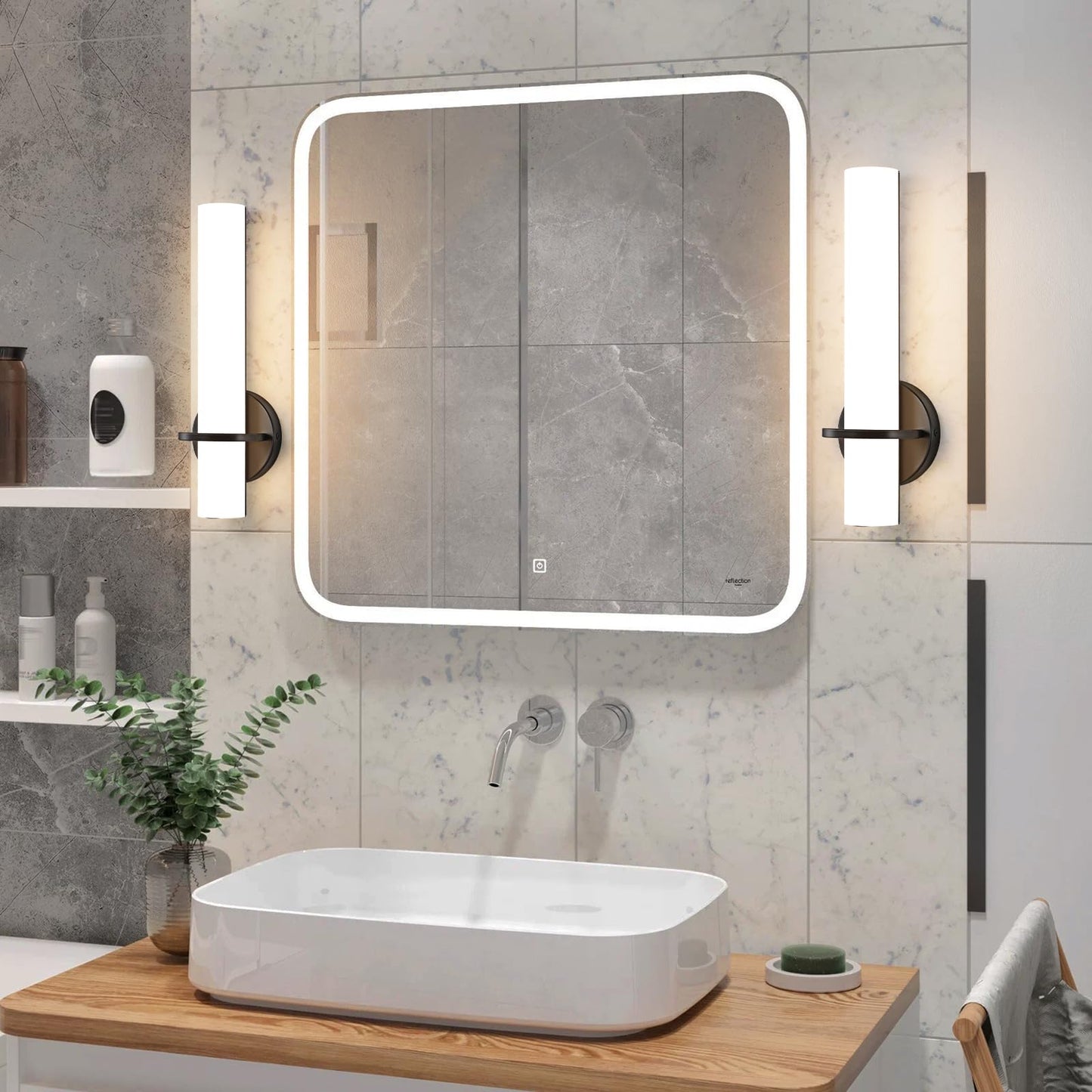 Gold Wall Sconces Set of Two - Dimmable Modern Sconces Wall Lighting 18W 3000K Led Wall Lights Acrylic Lampshade Hardwired Wall Light Fixtures for Living Room Bedroom Bathroom Hallway 18inch