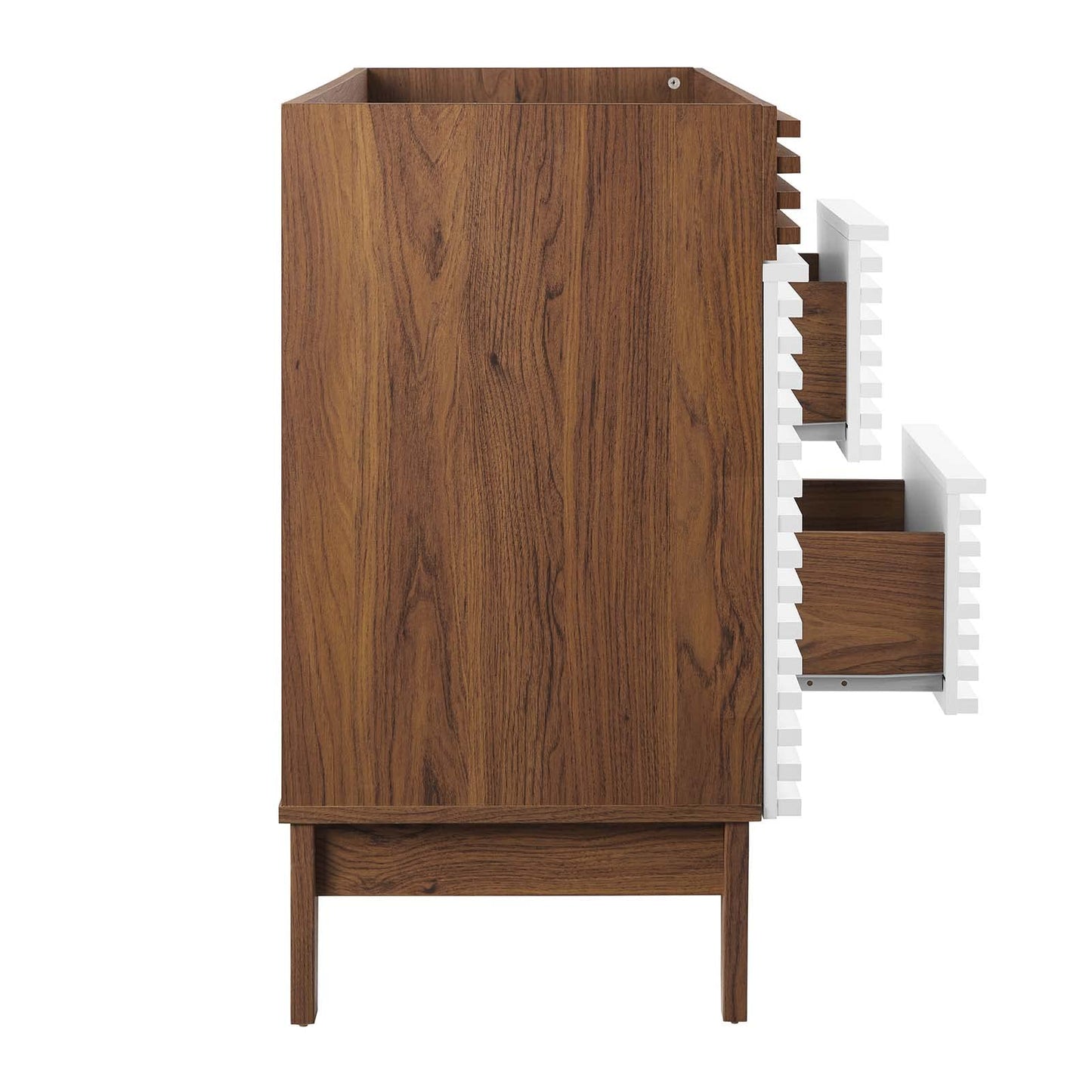 Modway Render 48" Double Sink Bathroom Vanity Cabinet in Walnut White