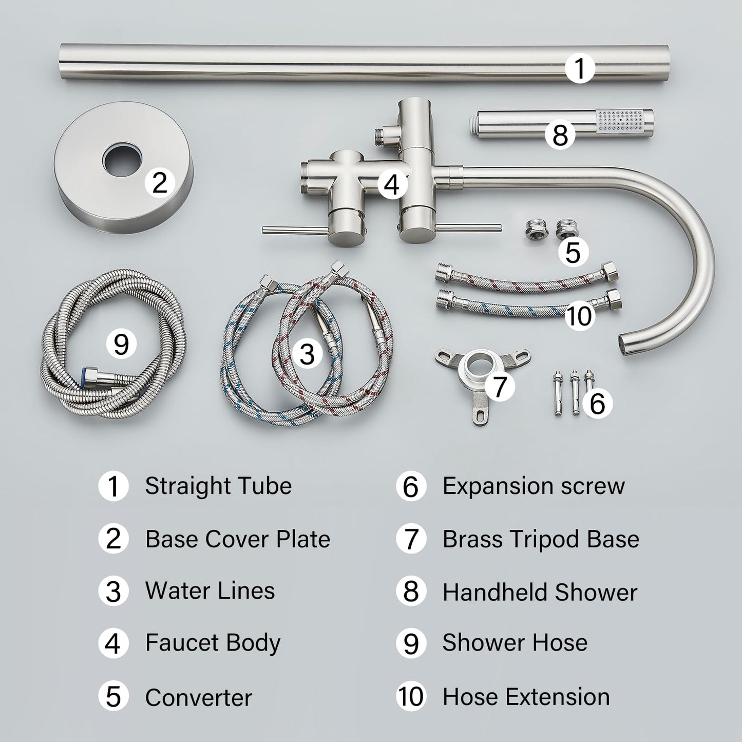 YAGATAP Freestanding Bathtub Faucet Floor Mount Tub Filler Matte Black High Flow Shower Faucets with Handheld Shower Mixer Taps Swivel Spout