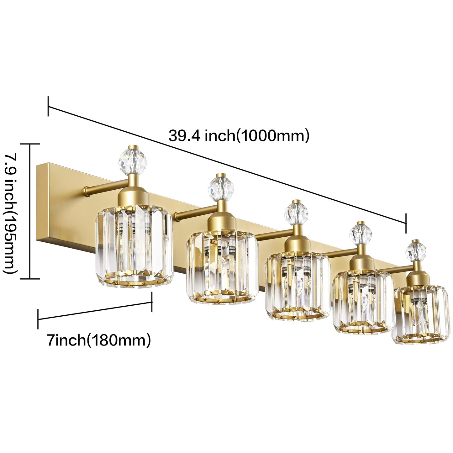 PRESDE Black Gold Crystal Bathroom Vanity Lights Fixtures Over Mirror Modern 3 Light Bath Wall Lighting