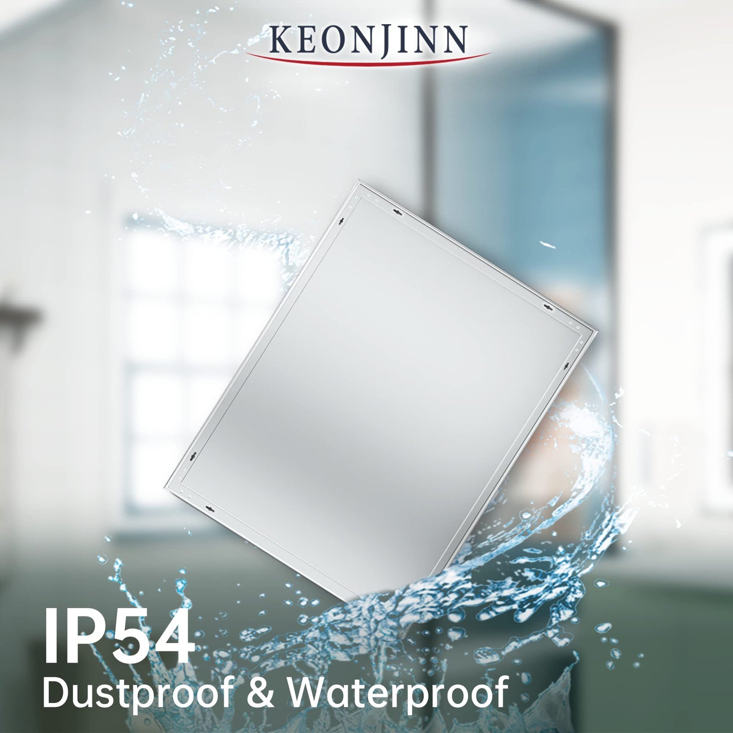 Keonjinn LED Bathroom Mirror 55 x 30 Inch Large Bathroom Mirror with Front Lights Lighted Vanity Mirror Wall Mounted Makeup Mirror Anti-Fog Dimmable Tempered Glass (Horizontal/Vertical)
