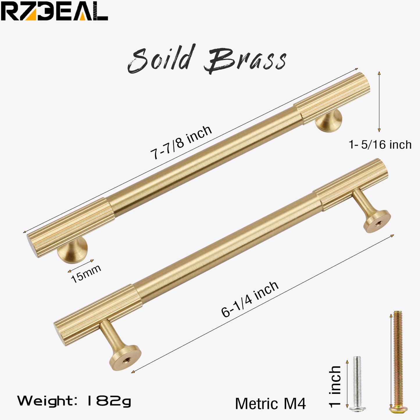 RZDEAL 4pcs Solid Brass Cabinet Knobs Pulls Cabinet Drawer Dresser Gold Knobs Modern Handles Knobs(1"x1"/25mmx25mm),Brushed Brass Finish