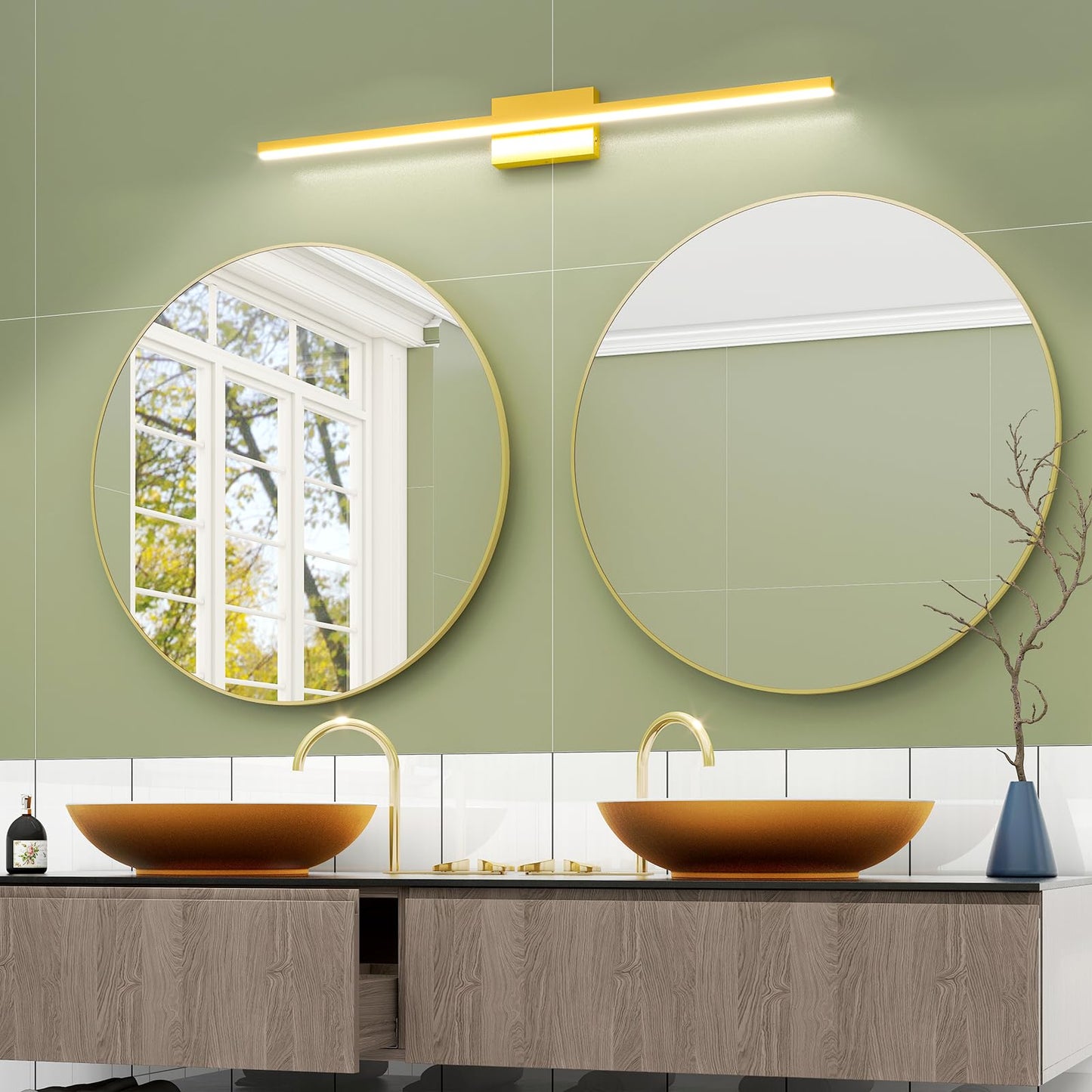VOLISUN Modern Bathroom Vanity Light 15.7 inch, 12W Dimmable 5CCT Led Bathroom Light Fixture Over Mirror, Black Bar Vanity Light for Bathroom Mirror Restroom-ETL Certificated