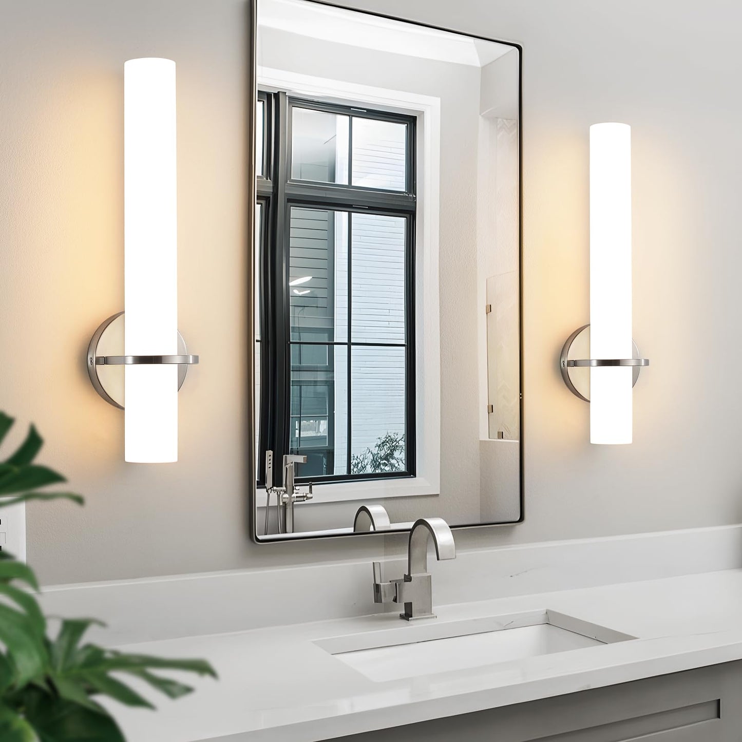 Gold Wall Sconces Set of Two - Dimmable Modern Sconces Wall Lighting 18W 3000K Led Wall Lights Acrylic Lampshade Hardwired Wall Light Fixtures for Living Room Bedroom Bathroom Hallway 18inch