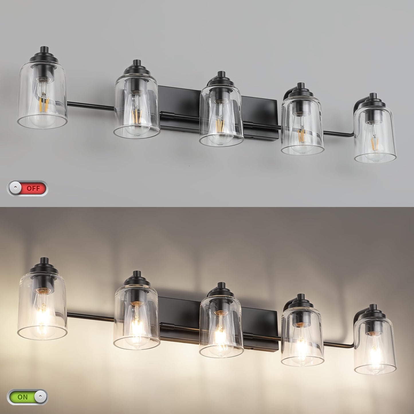 SOLFART Vintage Vanity Lighting Fixtures for Bathroom Black with Bronze Wall Lamp Sconce Black with Bronze 4 lights