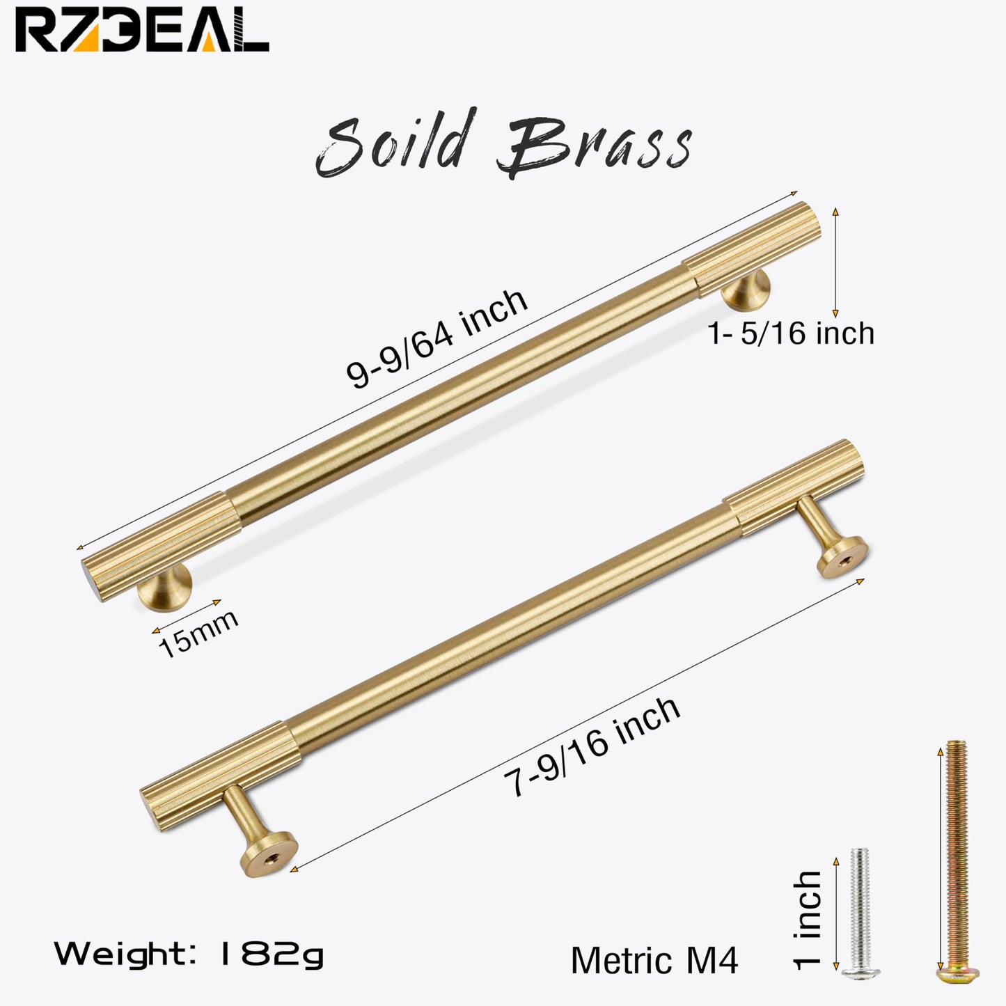 RZDEAL 4pcs Solid Brass Cabinet Knobs Pulls Cabinet Drawer Dresser Gold Knobs Modern Handles Knobs(1"x1"/25mmx25mm),Brushed Brass Finish