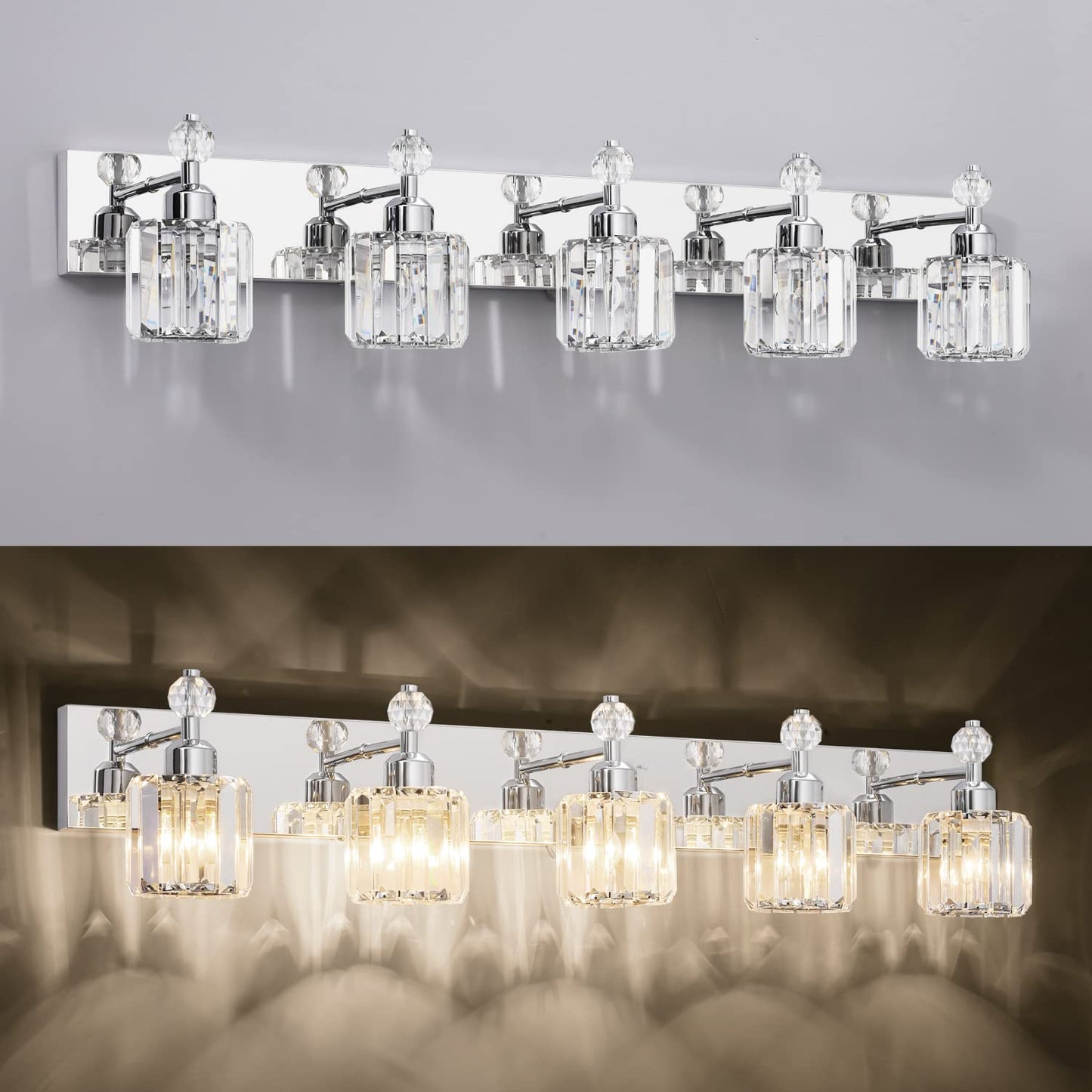 PRESDE Black Gold Crystal Bathroom Vanity Lights Fixtures Over Mirror Modern 3 Light Bath Wall Lighting