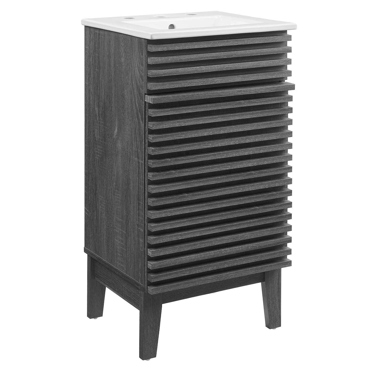 Modway Render 48" Double Sink Bathroom Vanity Cabinet in Walnut White